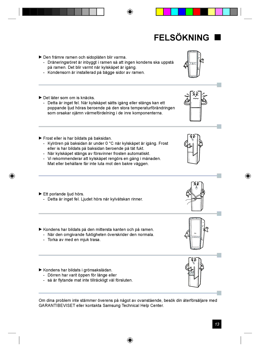 Samsung RL24DESW1/XEE manual Felsökning  