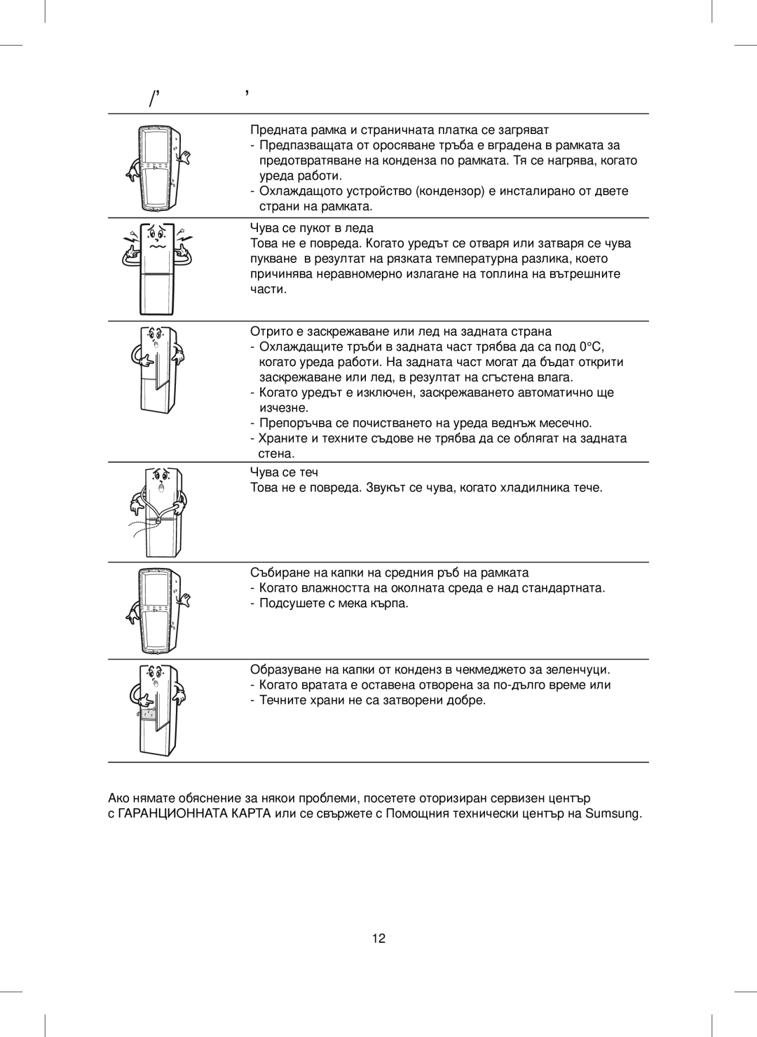 Samsung RL24FCAS1/BWT, RL24FCAS1/BUL manual Отстраняване НА Неизправности 