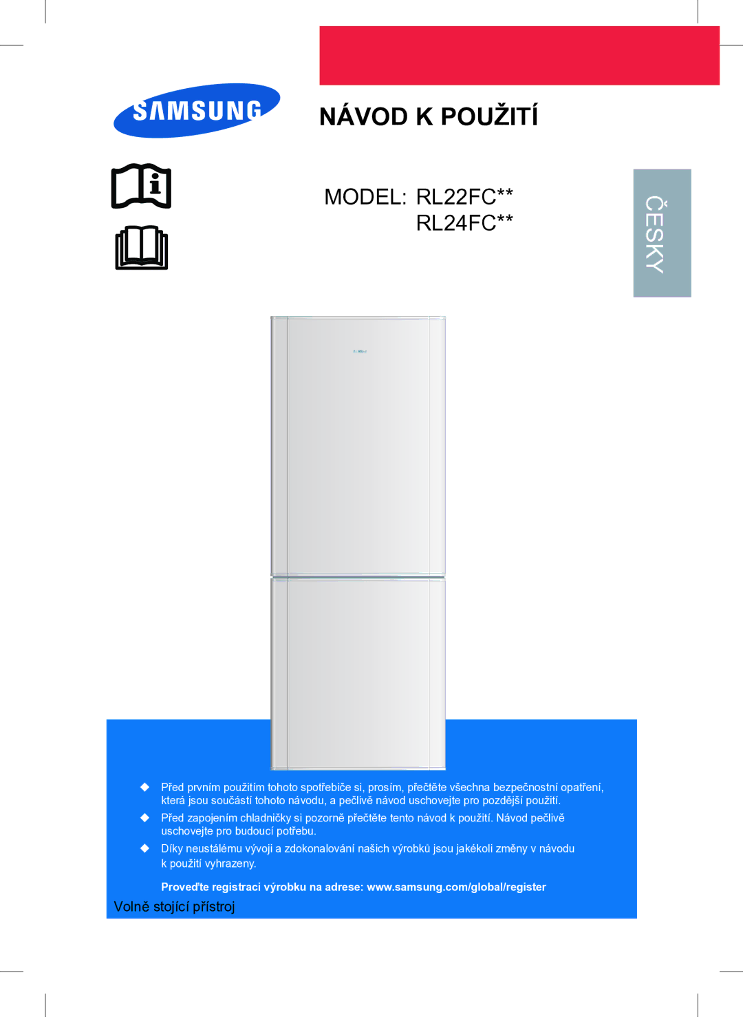 Samsung RL24FCAS1/XEH manual Návod K Použití, Česky 