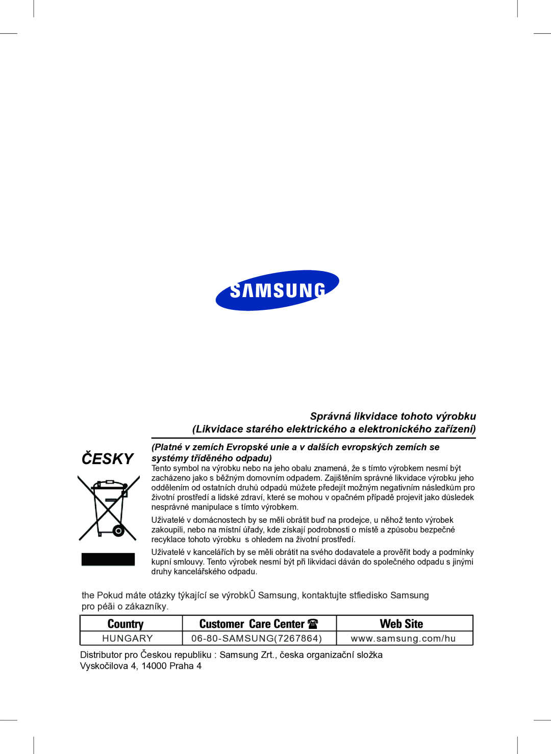 Samsung RL24FCAS1/XEH manual Česky 