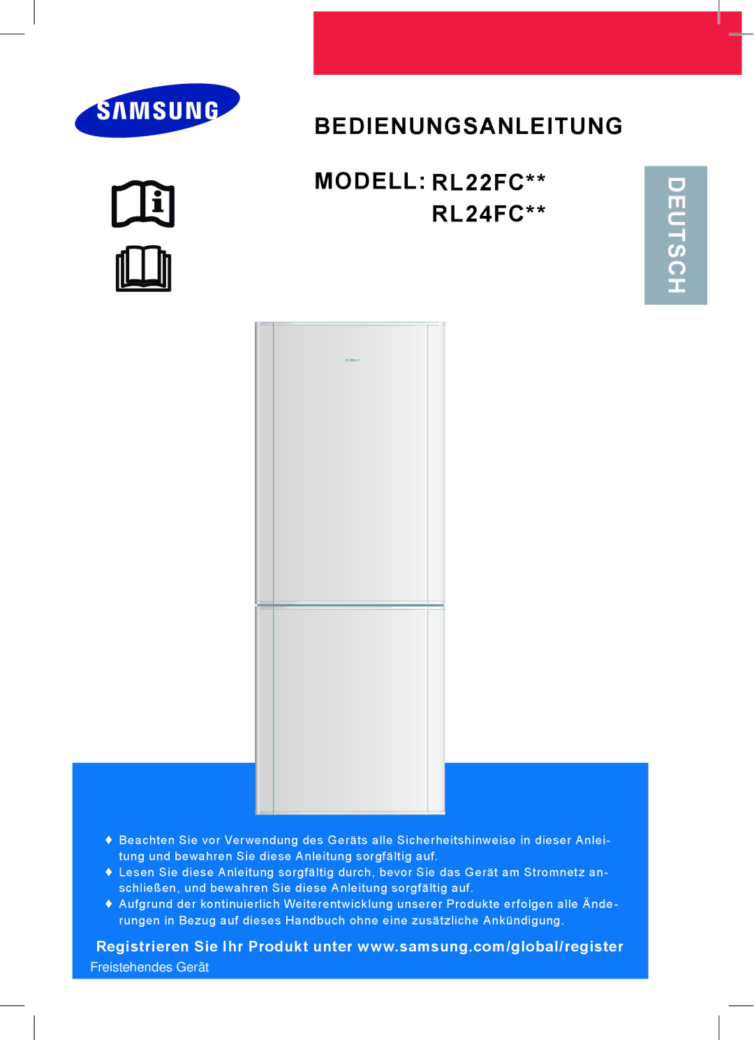 Samsung RL24FCAS1/XEG, RL24FCSW1/XEG manual Deutsch 