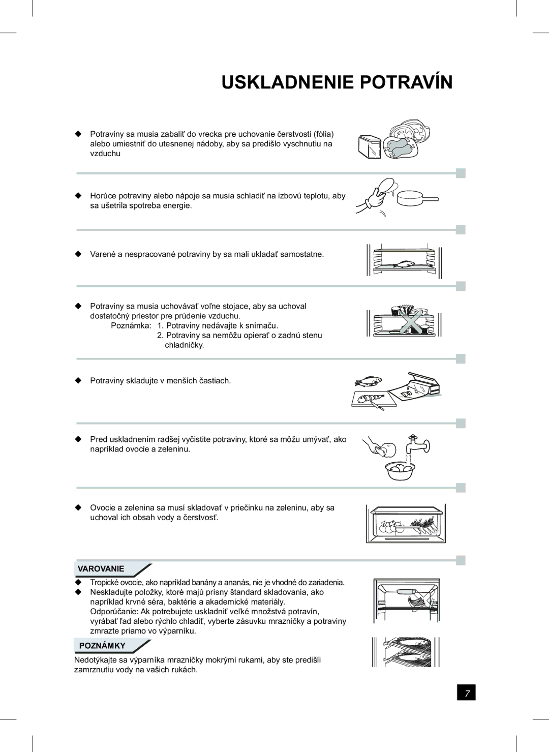 Samsung RL24FCSW1/XEH manual Uskladnenie Potravín 