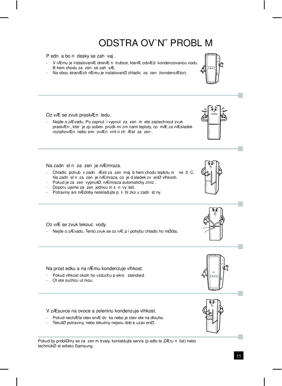 Samsung RL24FCSW1/XEH manual Ozývá se zvuk tekoucí vody 