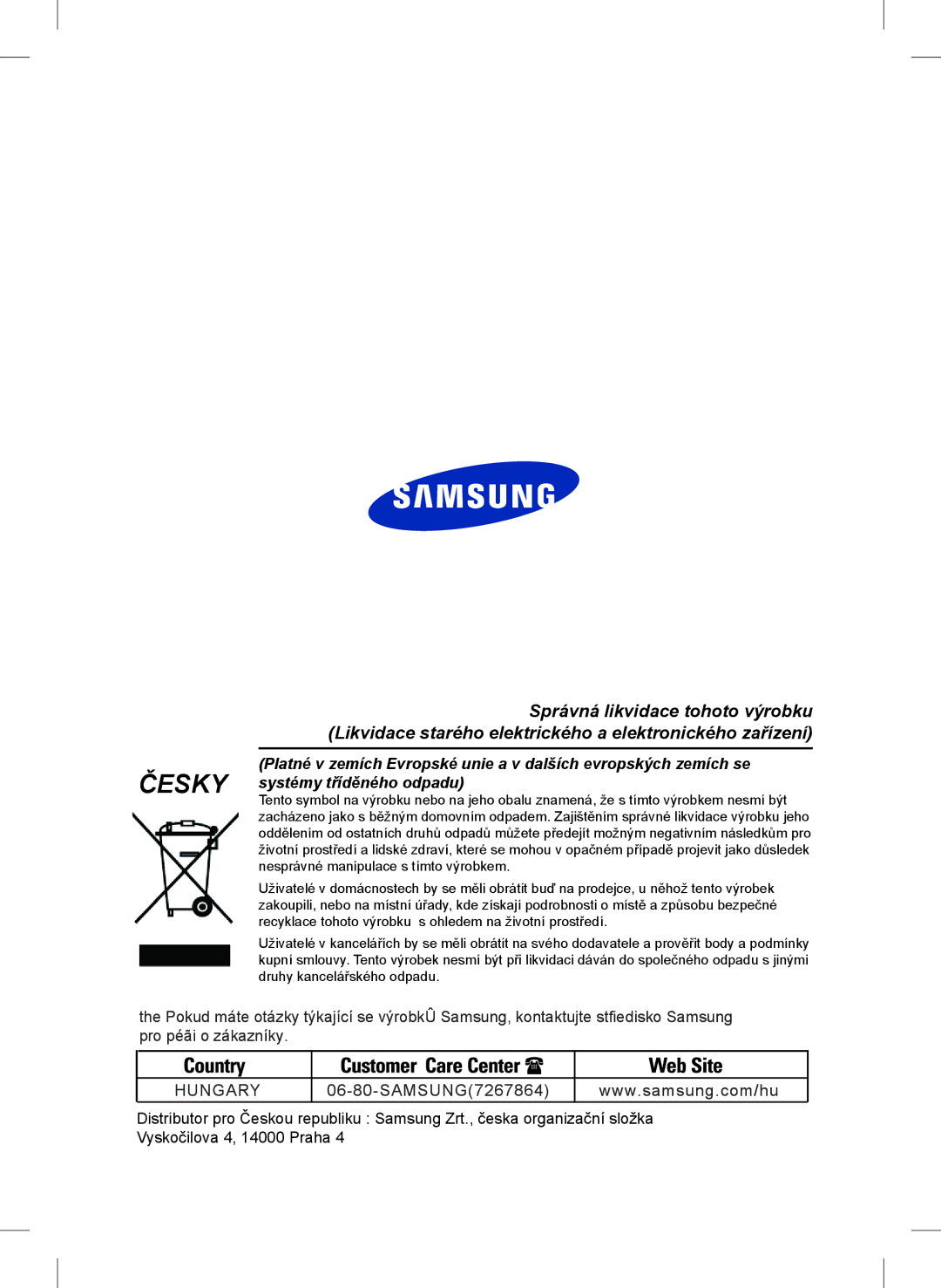 Samsung RL24FCSW1/XEH manual Česky 