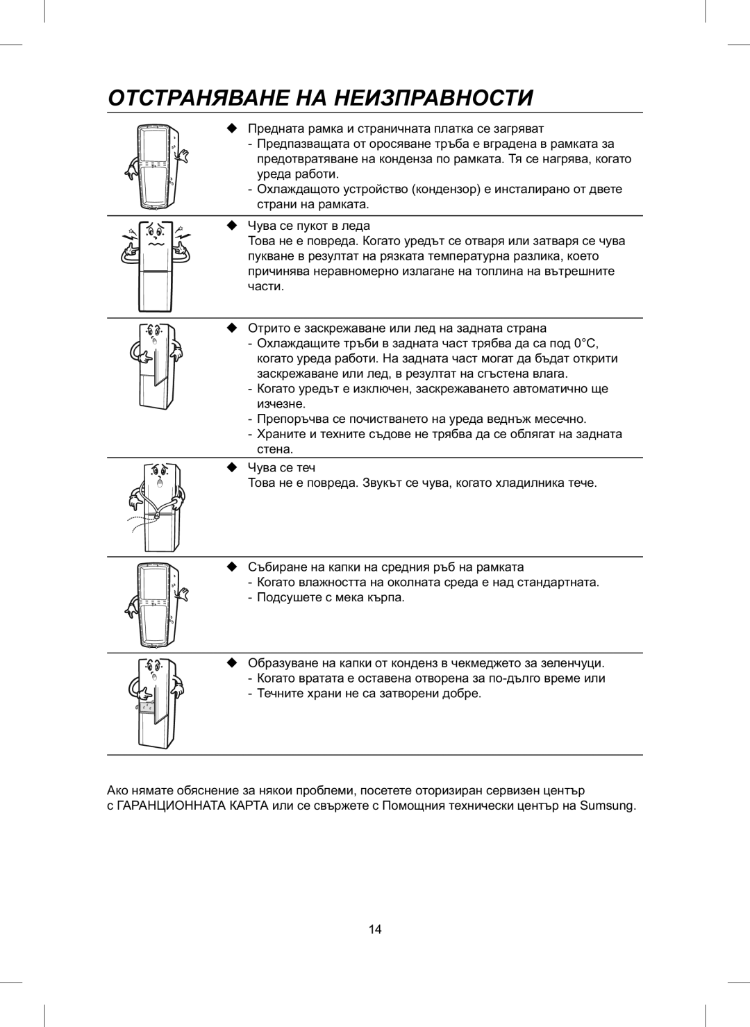 Samsung RL26DCAS1/BUL, RL26DCAS1/XEH manual Отстраняване НА Неизправности 