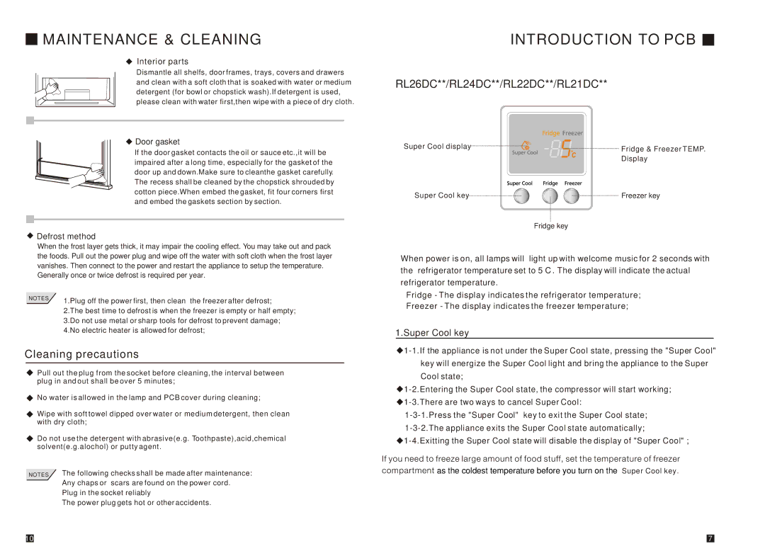 Samsung RL26DCAS1/XEH, RL26DCAS1/XAG, RL26DCAS1/BUL manual Maintenance & Cleaning, Introduction to PCB, Cleaning precautions 