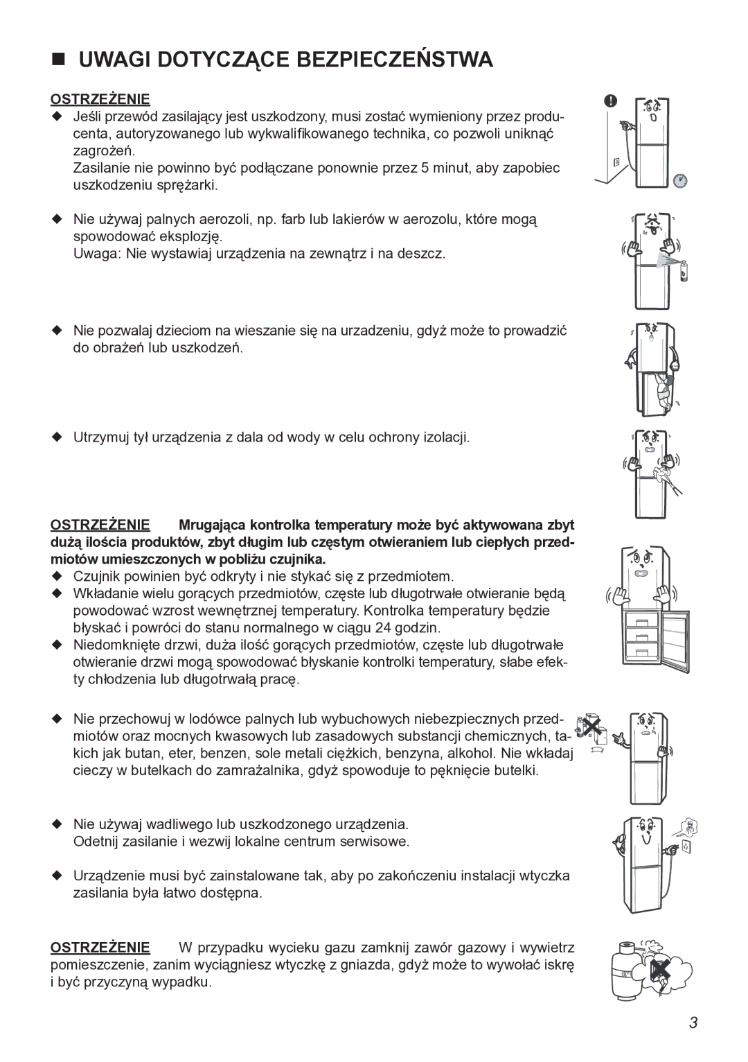 Samsung RL26DCSW1/XEO manual  Uwagi Dotyczące Bezpieczeństwa 