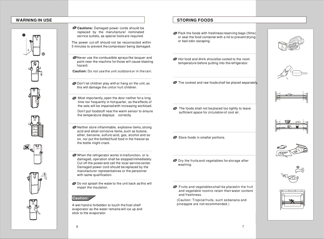 Samsung RL28FBSI, RL28FBSW instruction manual Storing Foods 