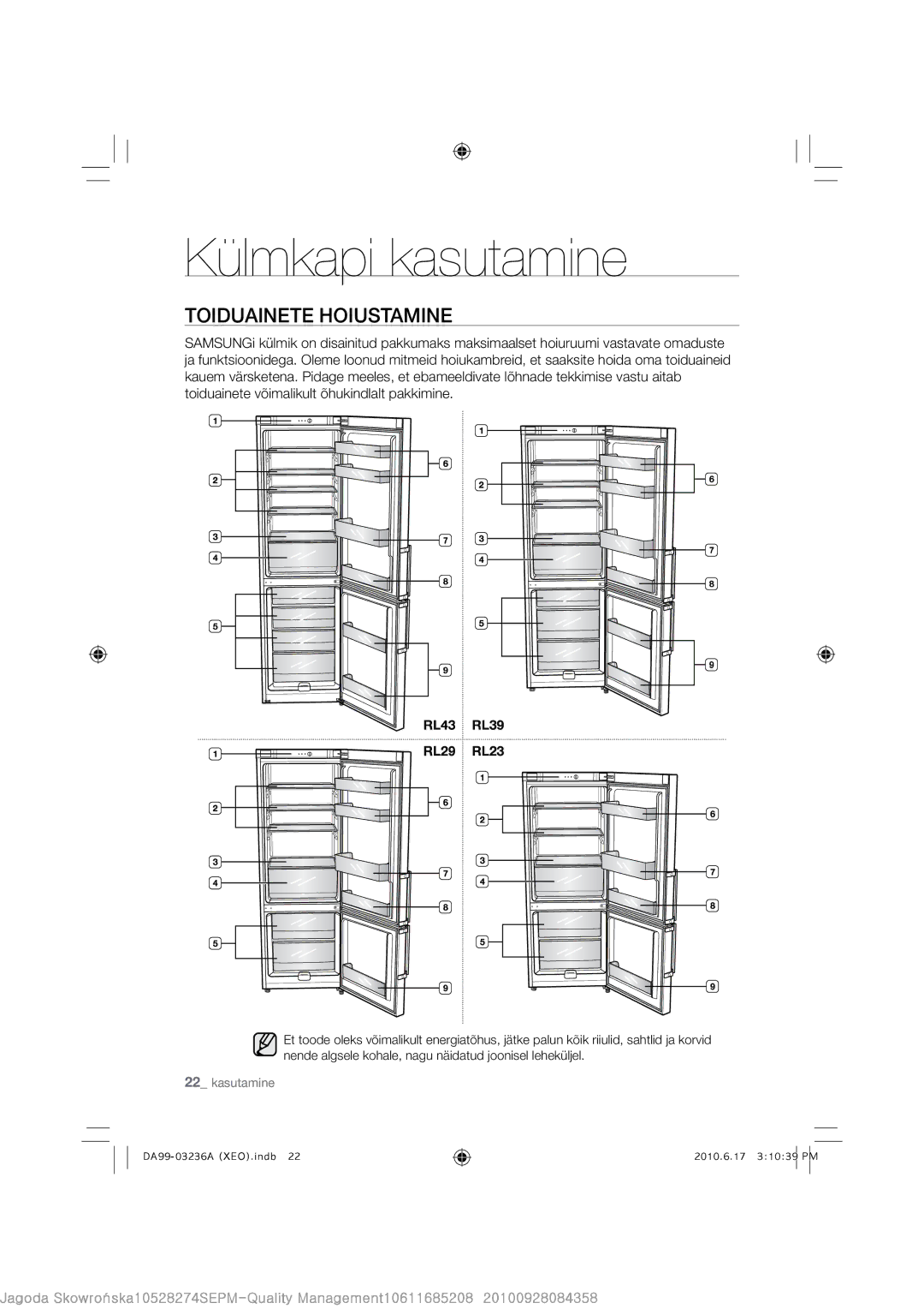 Samsung RL29THCSW1/XEO, RL23THCSW1/XEO, RL39THCSW1/XEO, RL39TGCIH1/XEF, RL39TGCSW1/XEF, RL43THCTS1/XEO, RL43THCSW1/XEO manual 