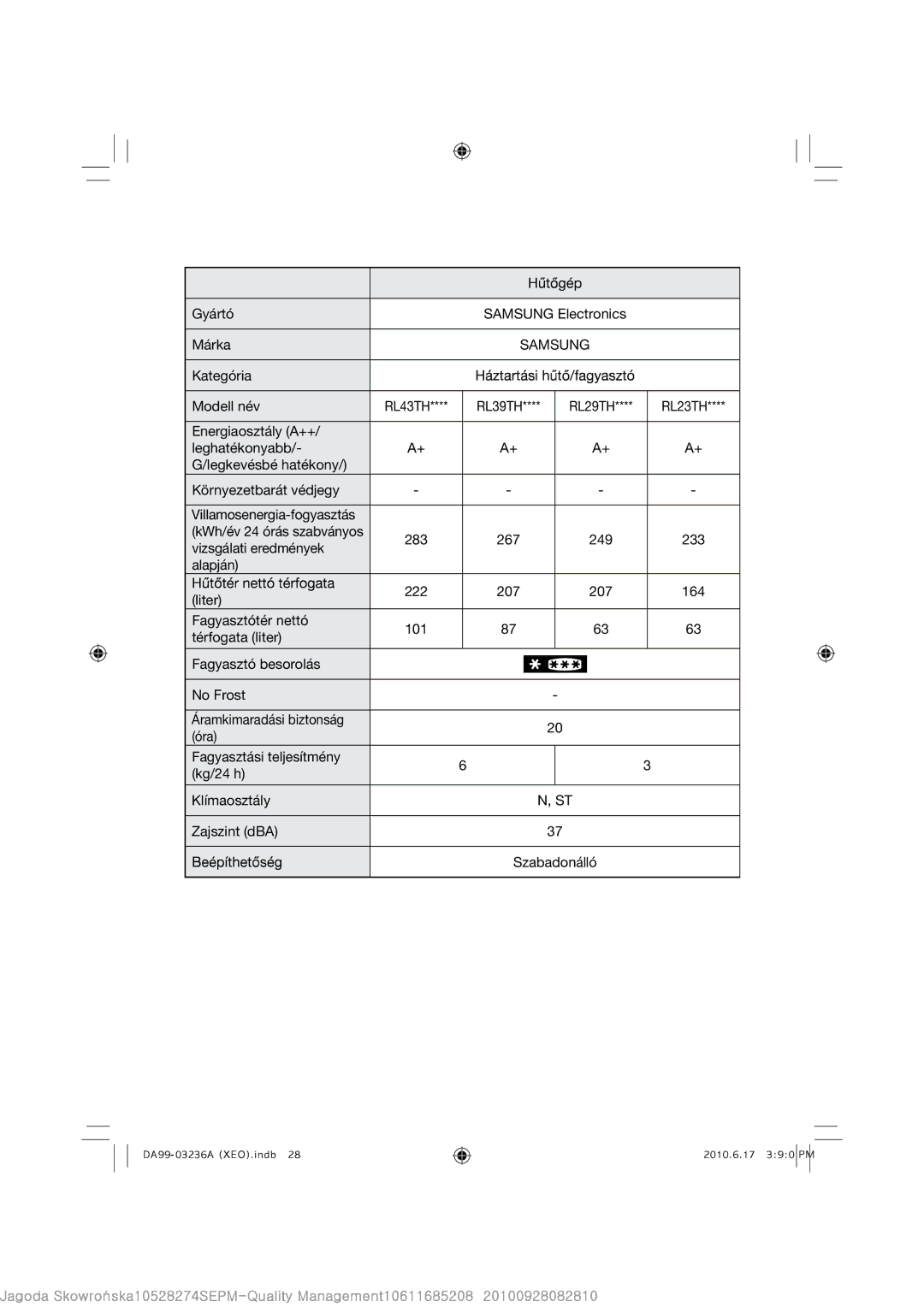 Samsung RL43THCTS1/XEO, RL29THCSW1/XEO, RL29THCTS1/XEG, RL23THCTS1/XEG, RL23THCSW1/XEO, RL23THCTS1/XES, RL43THCTS1/EUR 5105672 