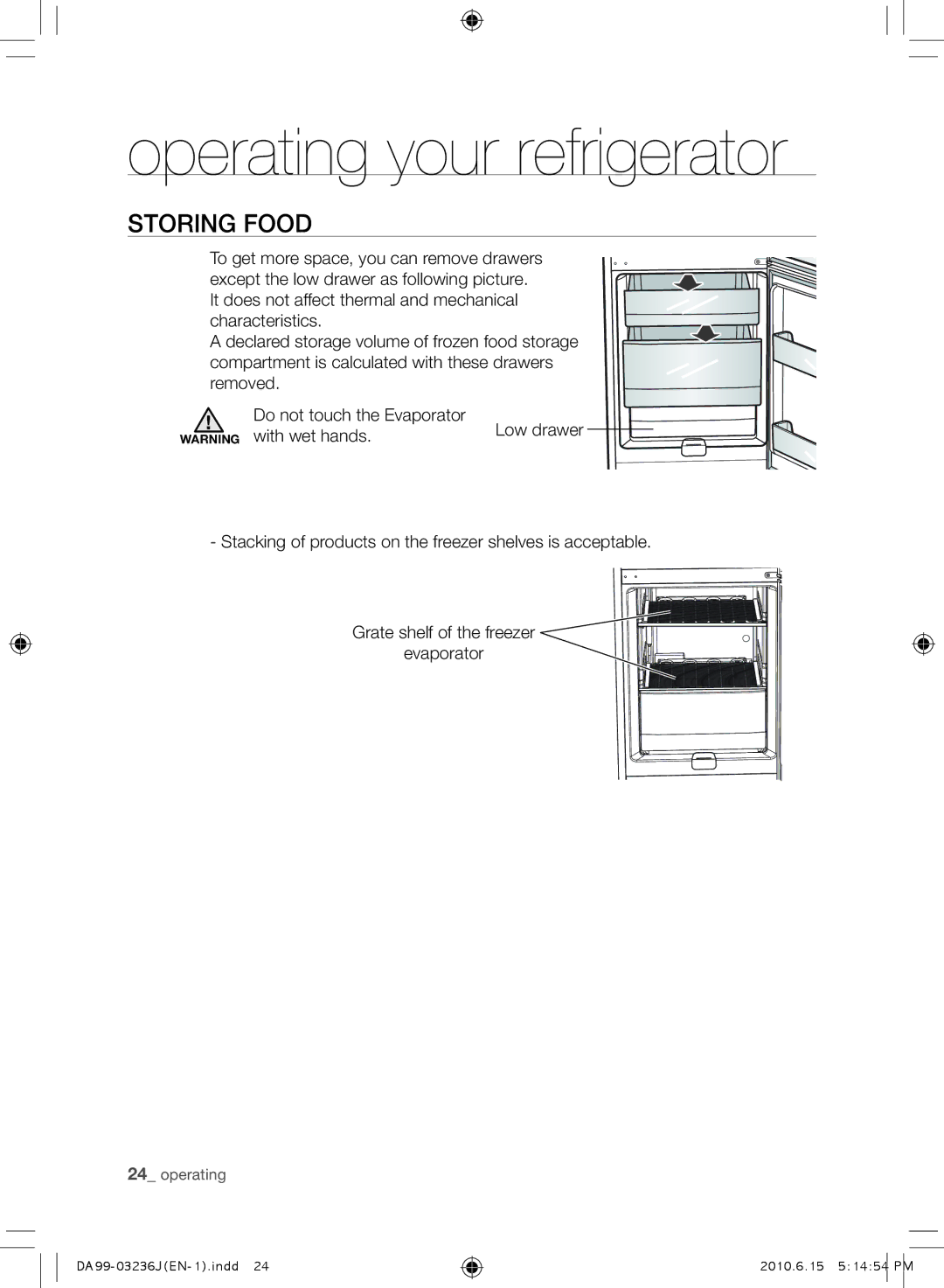 Samsung RL23THCTS1/XEO, RL29THCSW1/XEO, RL43THCTS1/XEO, RL43THCSW1/XEO, RL43THCSW1/BWT, RL43THCTS1/BWT manual Low drawer 