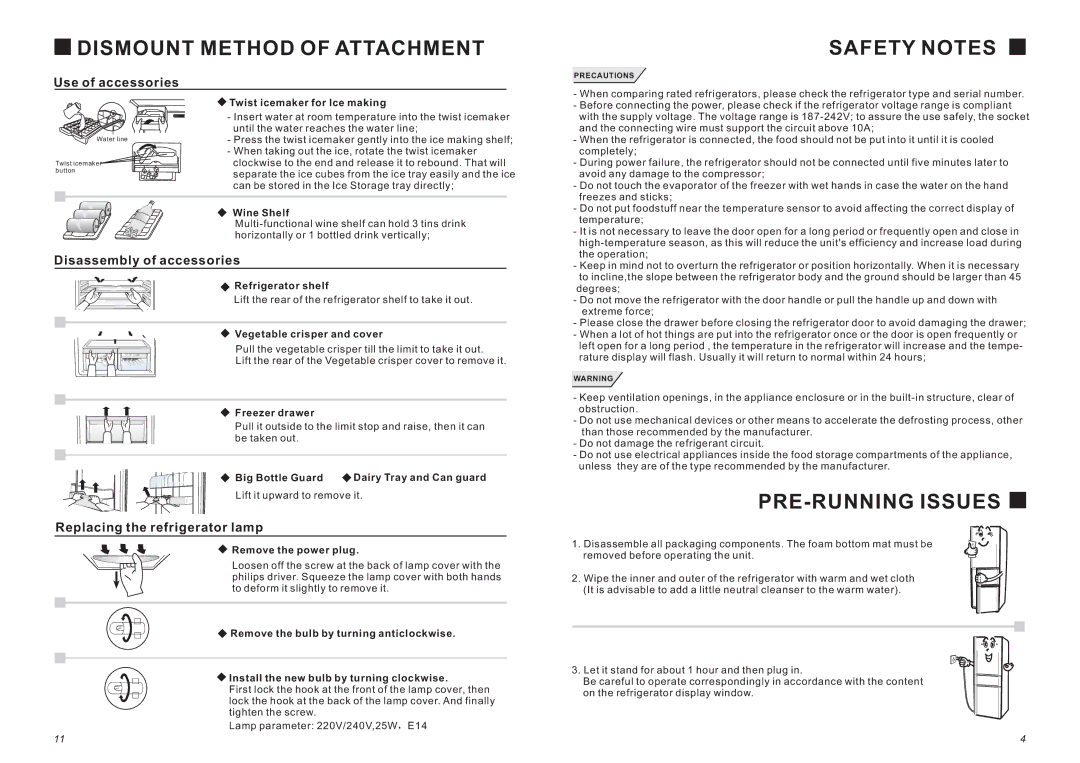 Samsung RL31TAVS1/XAG, RL31TAVS1/BUL, RL31TAVS1/XEH manual Dismount Method of Attachment, PRE-RUNNING Issues 