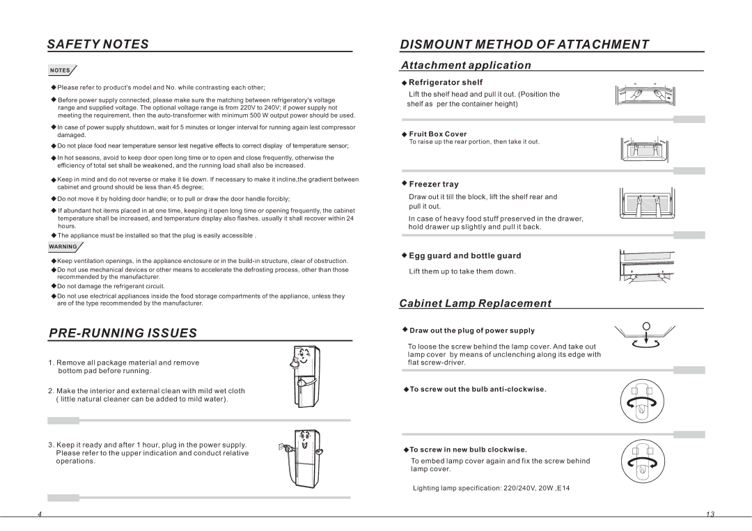 Samsung RL33EA, RL33SB, RL33EB PRE-RUNNING Issues, Dismount Method of Attachment, Refrigerator shelf, Freezer tray 