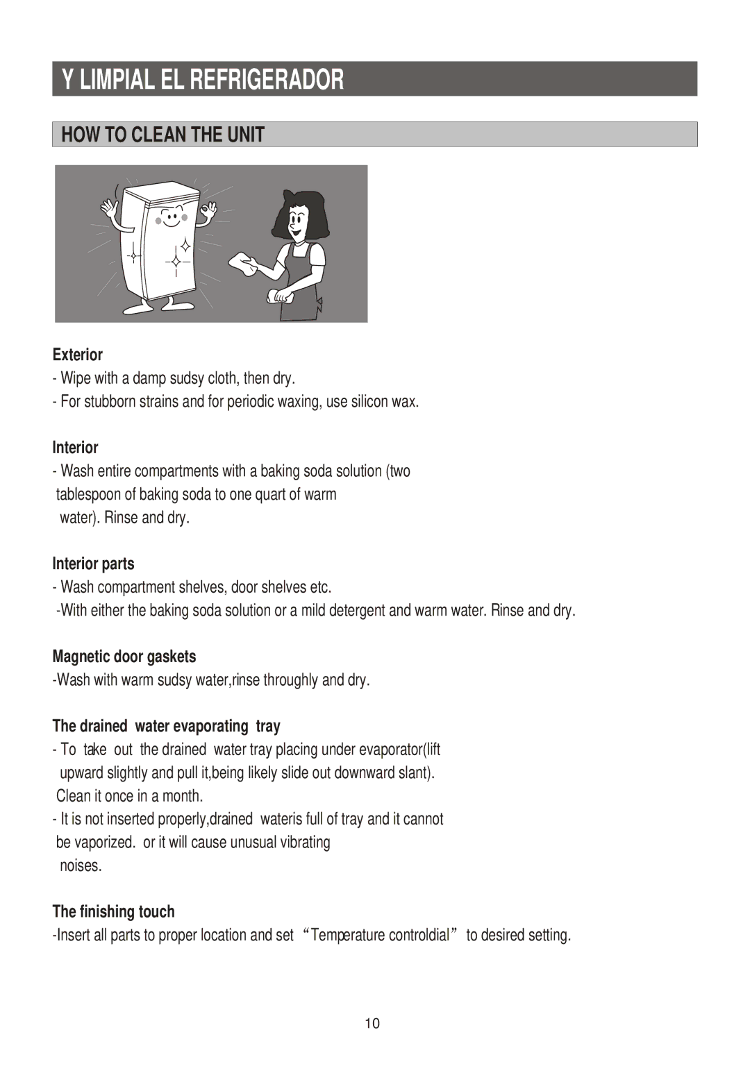 Samsung SG15DCGWPL/ZAM, RL33SBSW1/XEG, SG15DCGWQL/SUT, SG15CCGWQN/HAJ manual Limpial EL Refrigerador, HOW to Clean the Unit 