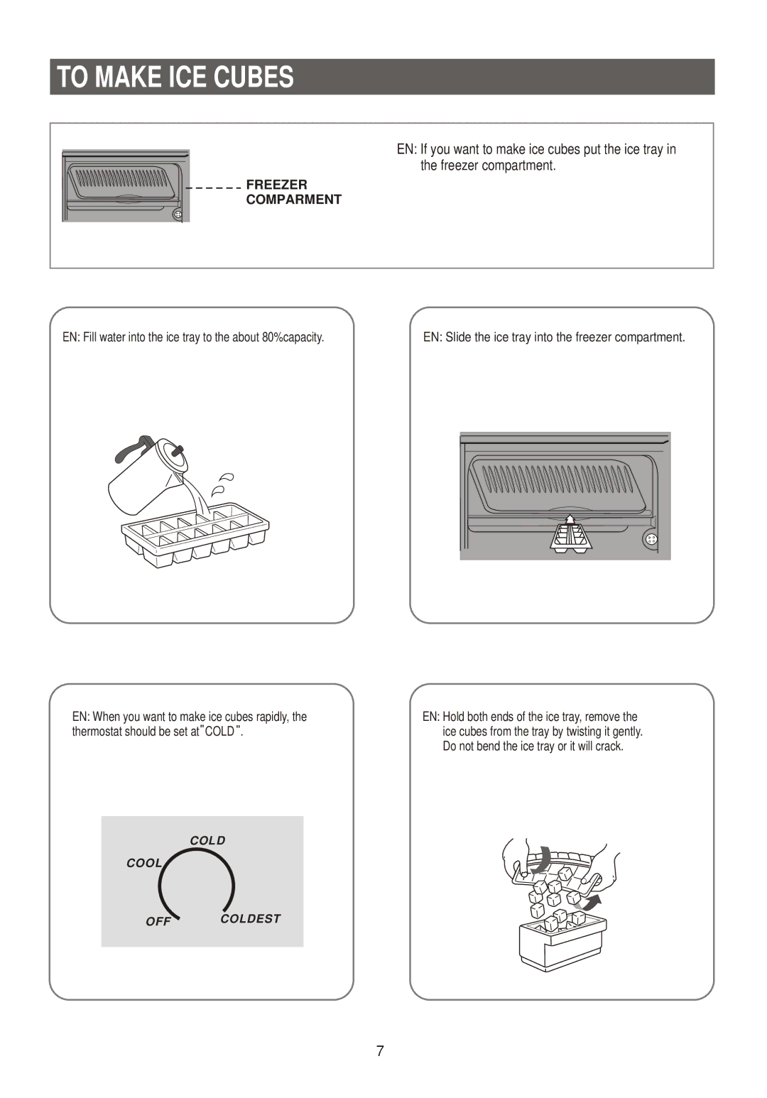 Samsung SG15DCGWHL/SMS, RL33SBSW1/XEG, SG15DCGWQL/SUT, SG15CCGWQN/HAJ, SG15DCGWHL/JUM, SG15CCGWQN/BUL manual To Make ICE Cubes 