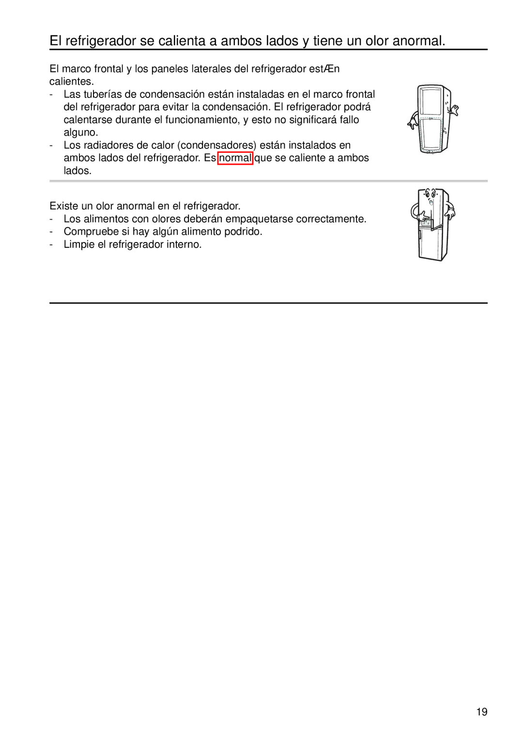 Samsung RL34EGSW2/XES, RL34ECSW1/XES, RL34SCSW2/XES, RL34SCSW1/XES manual Existe un olor anormal en el refrigerador 