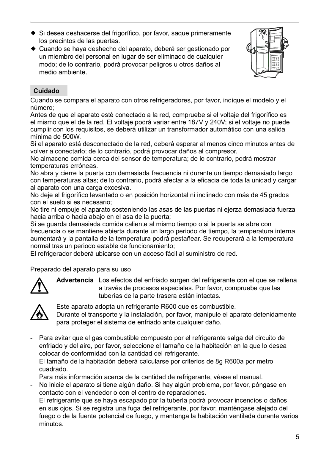 Samsung RL34SCSW2/XES, RL34ECSW1/XES, RL34SCSW1/XES, RL34EGSW2/XES manual Cuidado 