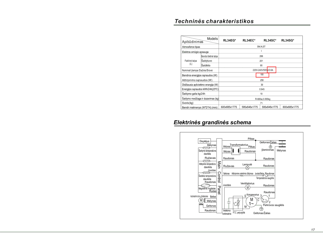 Samsung RL34ECMS1/BWT, RL34EGSW1/BWT, RL34ECSW1/BWT, RL34EGMS1/BWT Techninės charakteristikos, Elektrinės grandinės schema 