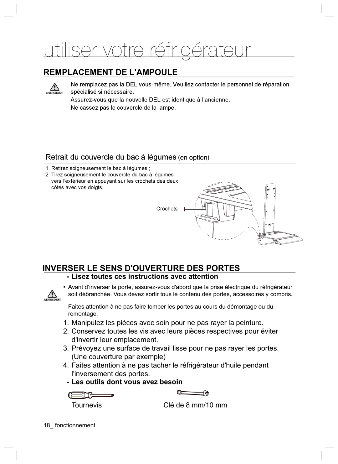 Samsung RL34LGSW1/XEG Remplacement DE Lampoule, Inverser LE Sens Douverture DES Portes, Les outils dont vous avez besoin 