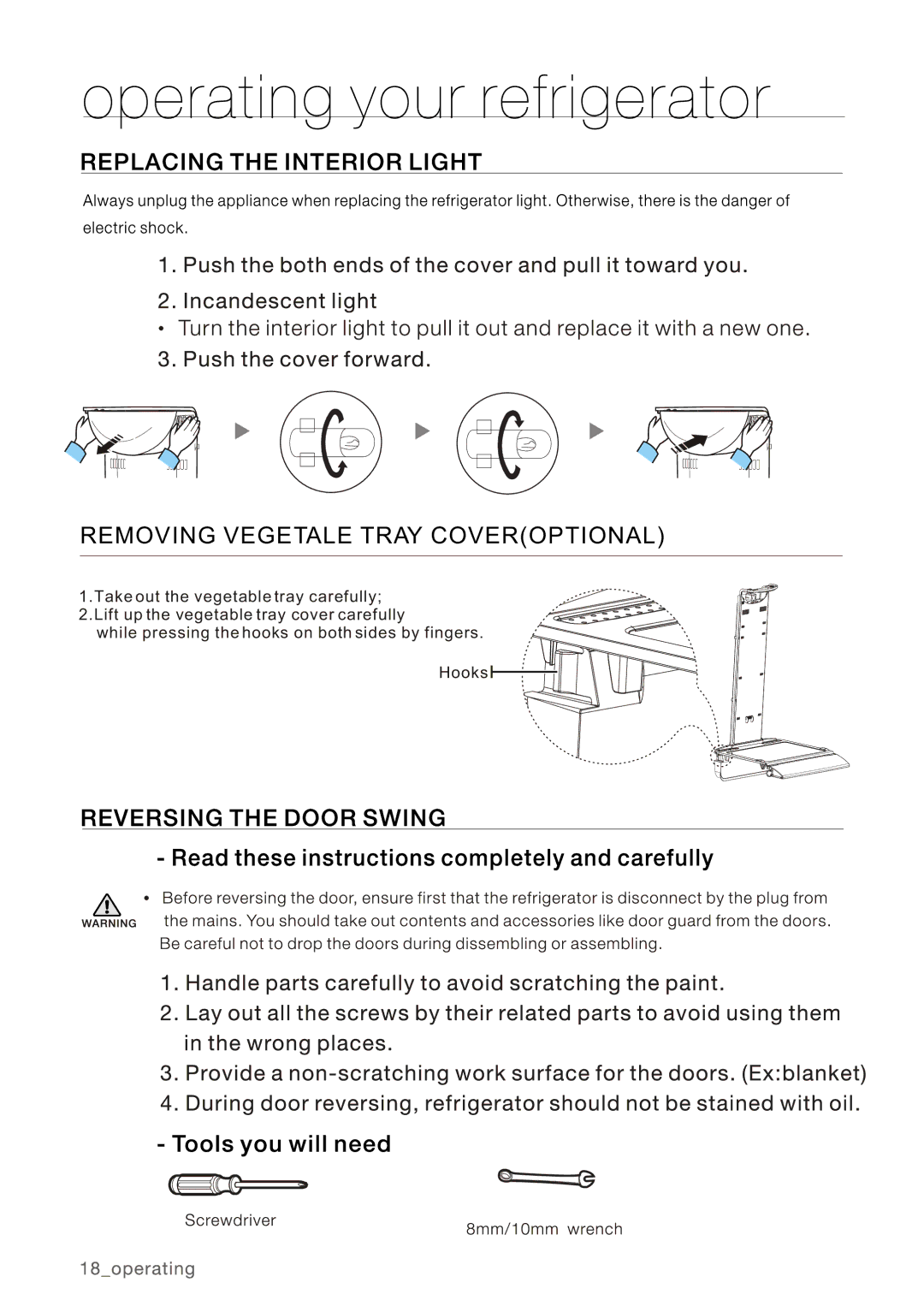 Samsung RL34HGPS1/XEG manual Removing Vegetale Tray Coveroptional 