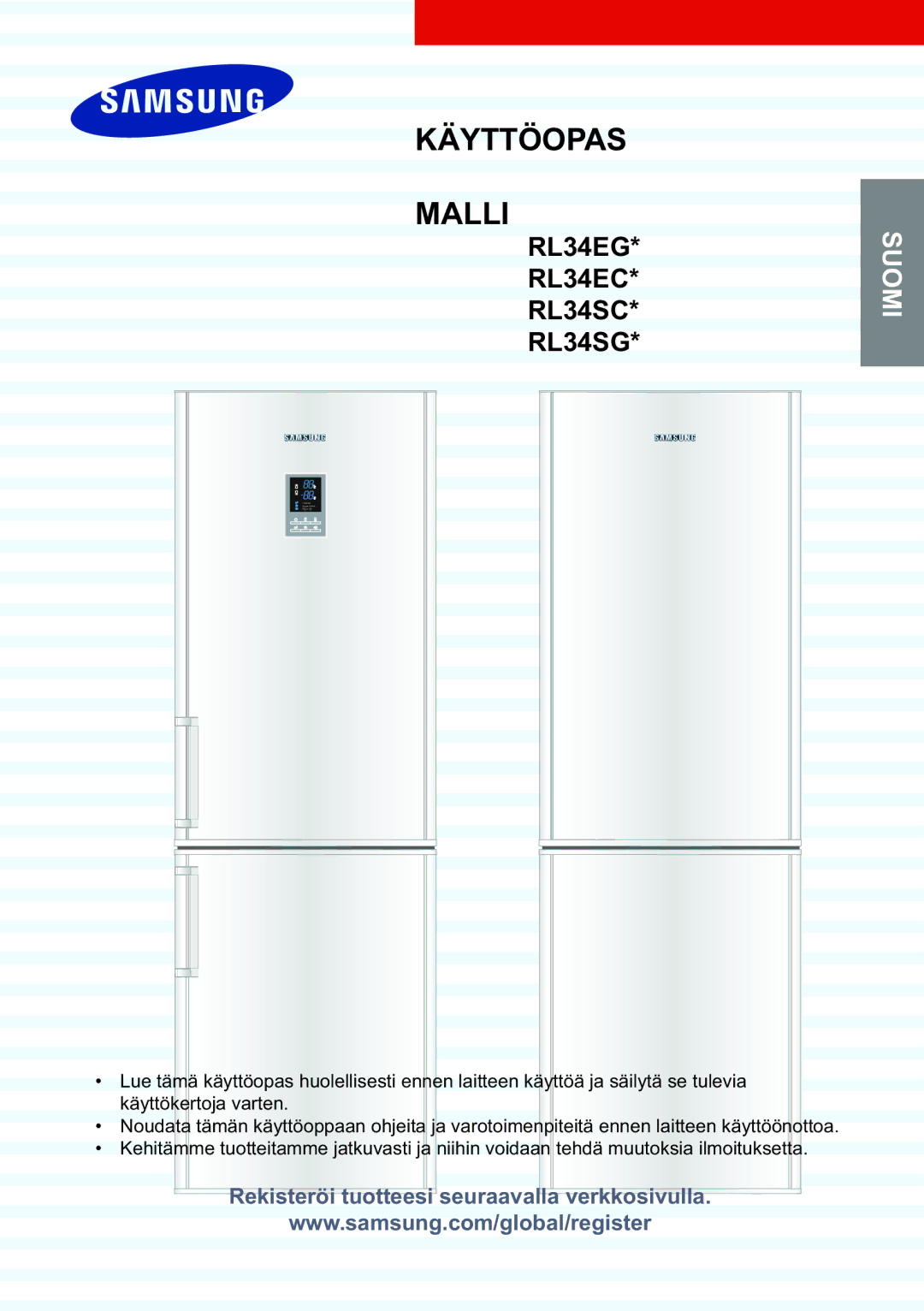 Samsung RL34SCSW1/XEE, RL34SCPS1/XEE, RL34EGSW1/XEE manual Käyttöopas Malli 