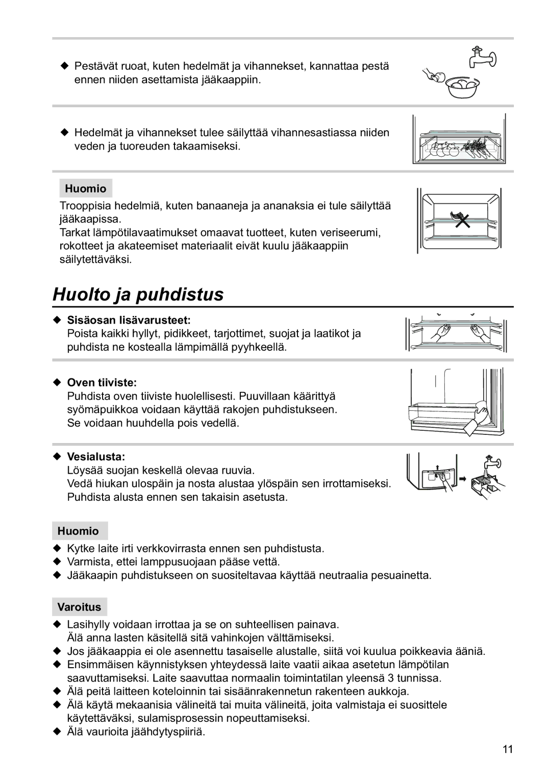 Samsung RL34EGSW1/XEE, RL34SCPS1/XEE, RL34SCSW1/XEE Huolto ja puhdistus, Sisäosan lisävarusteet, Oven tiiviste, Vesialusta 