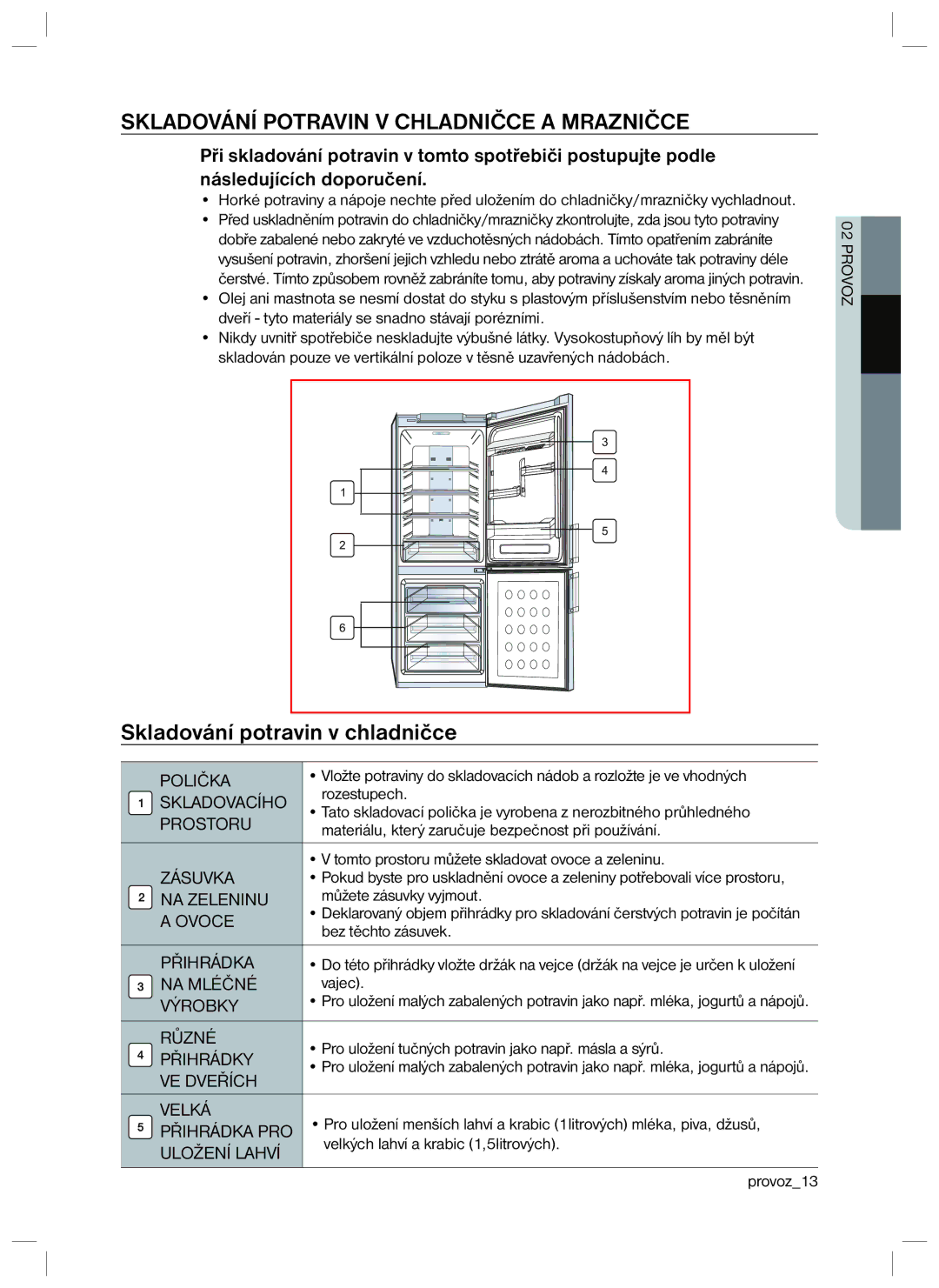 Samsung RL34HGPS1/XEO, RL34SCPS1/XEO manual Skladování Potravin V Chladničce a Mrazničce, Skladování potravin v chladničce 