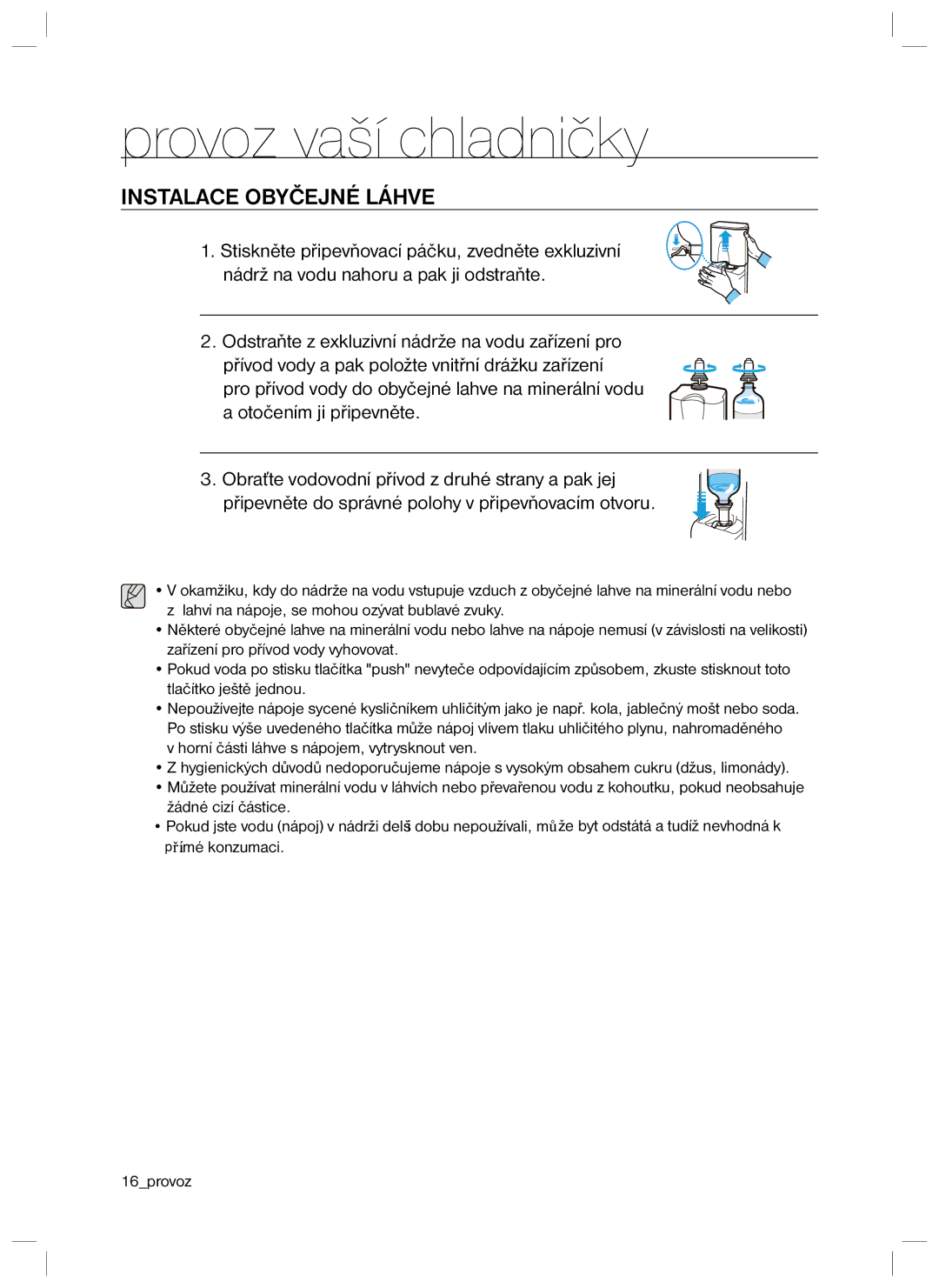 Samsung RL34SCPS1/XEO, RL34HGPS1/XEO manual Instalace Obyčejné Láhve 