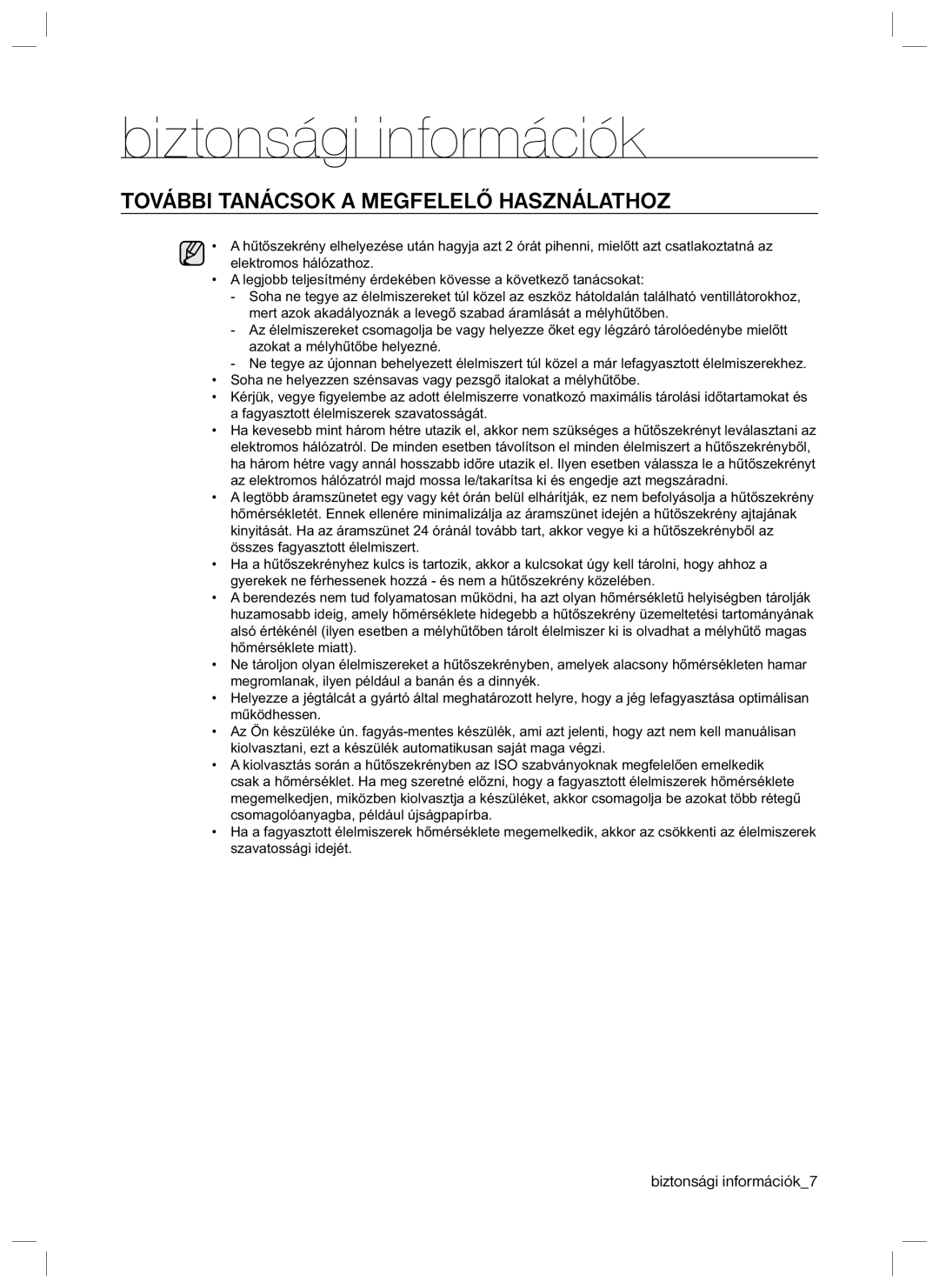 Samsung RL40HGPS1/XEO, RL34SCPS1/XEO, RL40HGPS1/XEG, RL34HGPS1/XEO manual További Tanácsok a Megfelelő Használathoz 