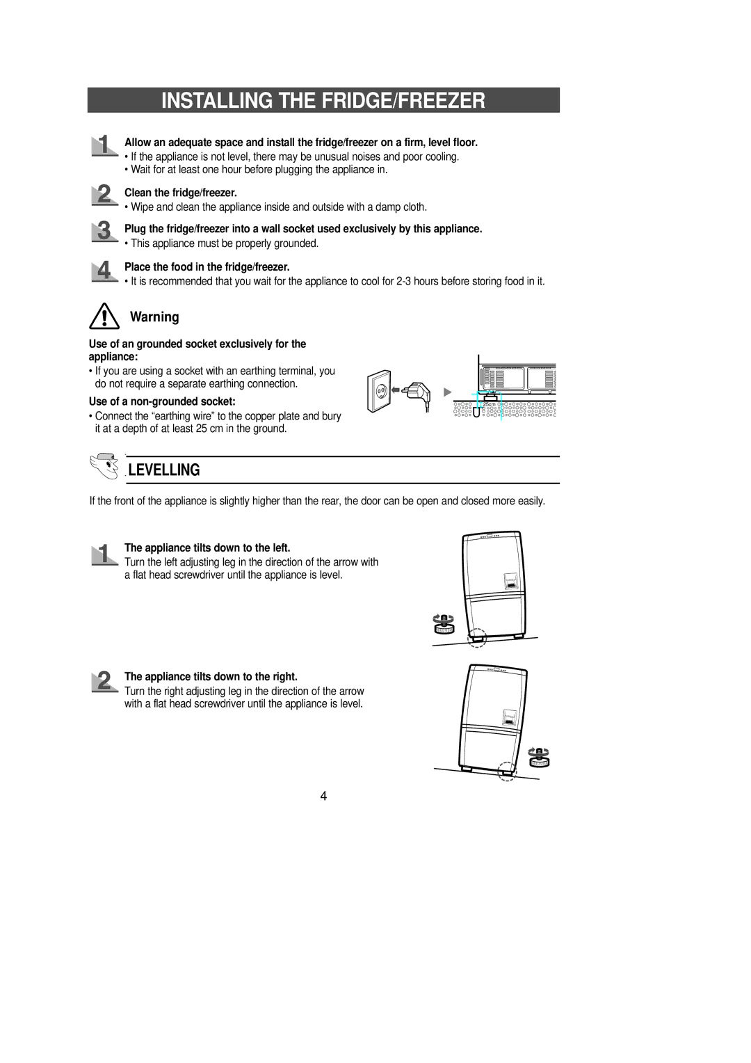 Samsung RL36EBMS1/XEE, RL36EBSW1/XEE manual Installing the FRIDGE/FREEZER 