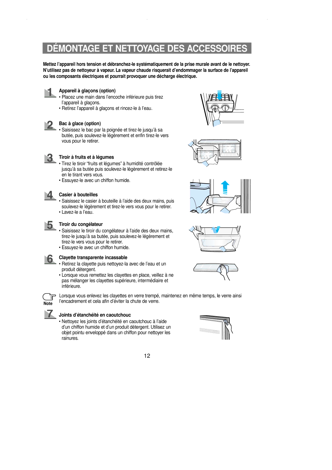 Samsung RL39WBSM1/XEF Appareil à glaçons option, Bac à glace option, Tiroir à fruits et à légumes, Tiroir du congélateur 