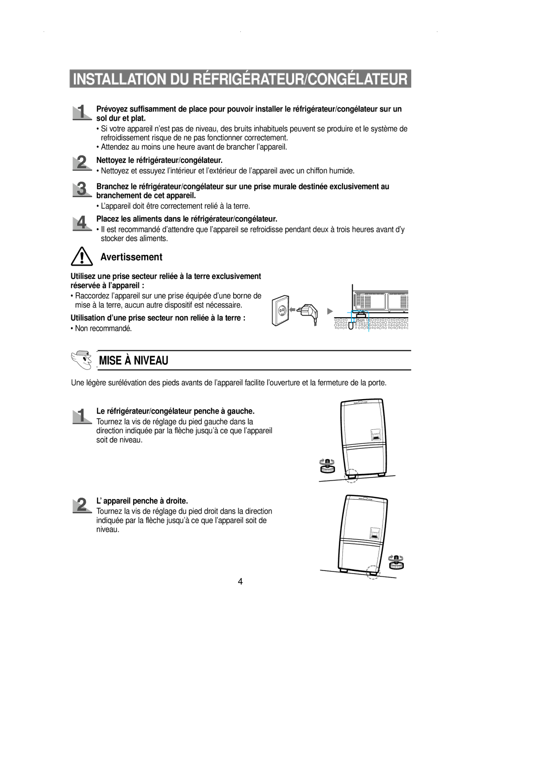 Samsung RL39WBSM1/XEF manual Nettoyez le réfrigérateur/congélateur, Placez les aliments dans le réfrigérateur/congélateur 