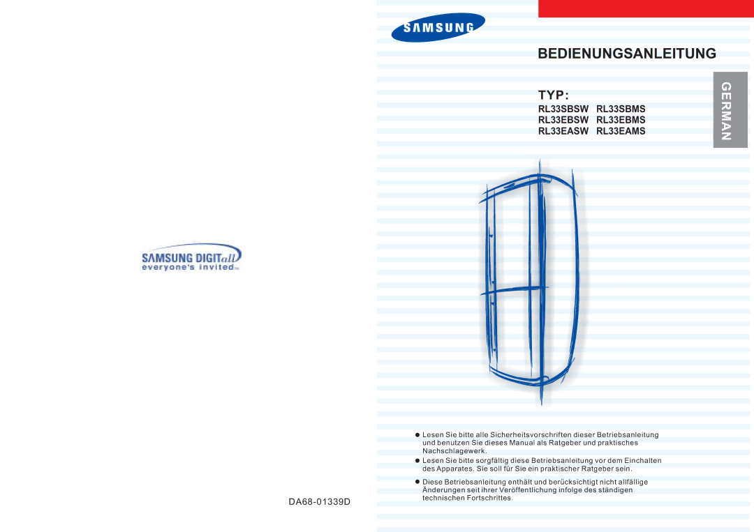 Samsung RL33EBMS1/XEG, RL36EBSW1/XEG, RL33SBSW1/XEG, RL33SBMS1/XEG, RL33SAMS1/XEG manual Bedienungsanleitung 