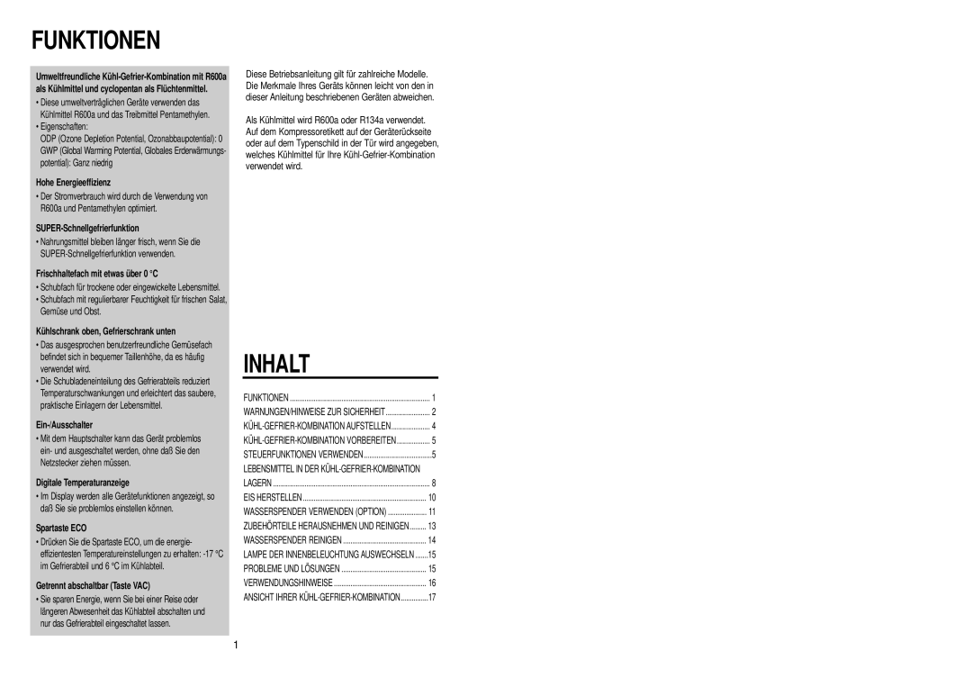 Samsung RL39WBSM1/XET, RL36EBSW1/XEG, RL39WBSM1/XEG manual Bedienungsanleitung, Deutsch 