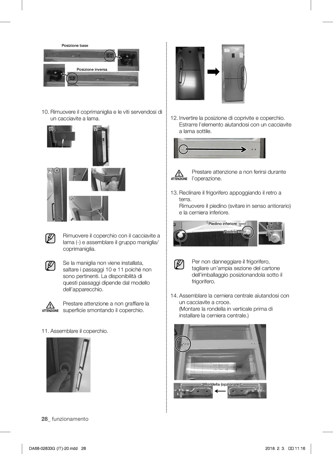 Samsung RB37J5249SS/EF, RL37J5049B1/EG, RL29FEJNBSS/EG, RB37J5345SS/EF, RL37J5429SS/EG manual Posizione base Posizione inversa 