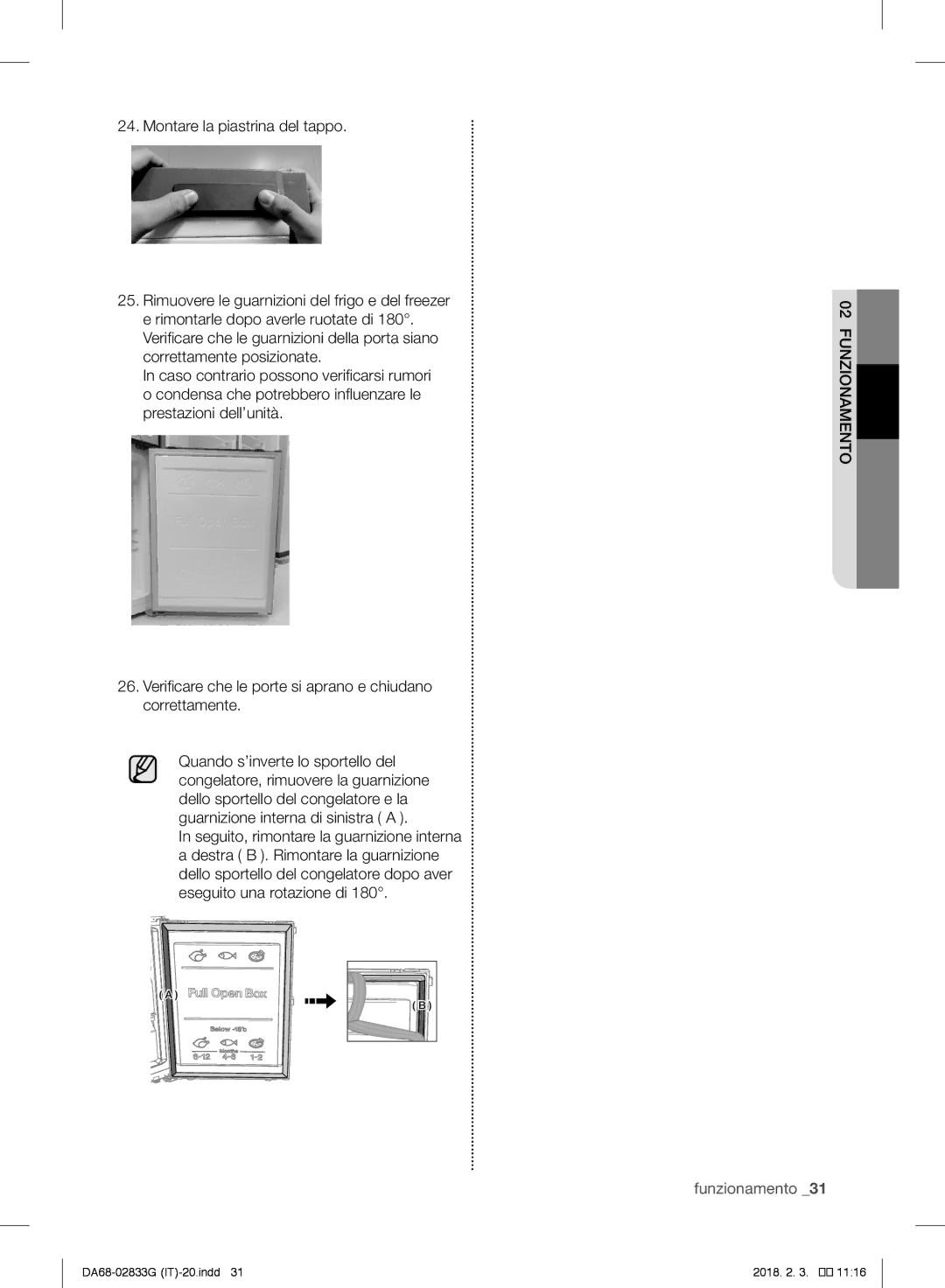 Samsung RB37J5925SS/EF, RL37J5049B1/EG, RL29FEJNBSS/EG, RB37J5345SS/EF, RL37J5429SS/EG, RL33J3105SA/EG manual Funzionamento 