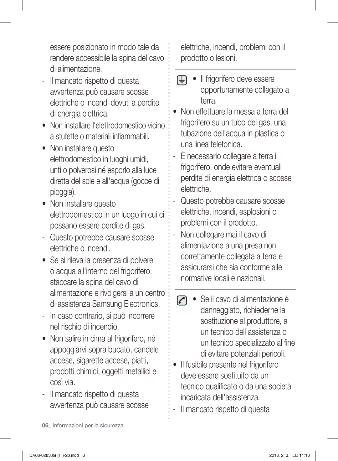 Samsung RB31HER2BSA/EF, RL37J5049B1/EG Questo potrebbe causare scosse elettriche o incendi, Il mancato rispetto di questa 