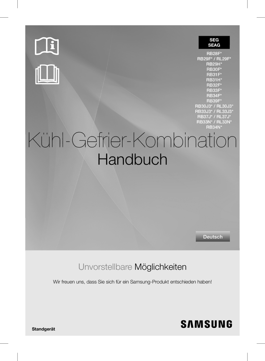 Samsung RB29HER2CSA/EF, RB29FERNCSS/EF, RB29FERNCSA/EF, RB29HSR2DSA/EF, RB29FERNCWW/EF manual Kühl-Gefrier-Kombination 