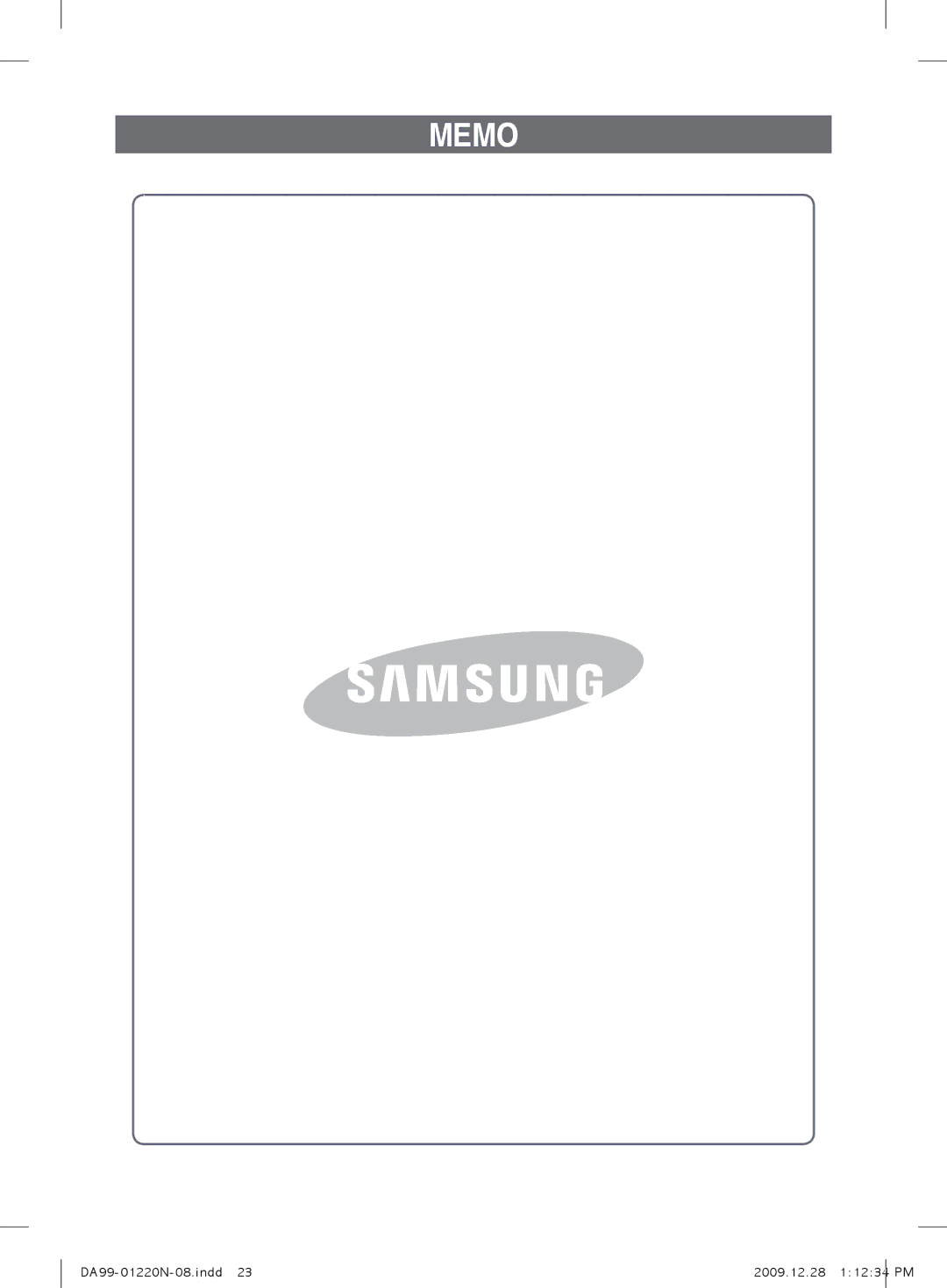 Samsung RL41ECSW1/BWT, RL38ECSW1/XEK, RL38ECPS1/XEK, RL41SBSW1/BWT, RL44ECIH1/XEK, RL44ECPB1/BWT, RL38SBPS1/XEK manual Memo 