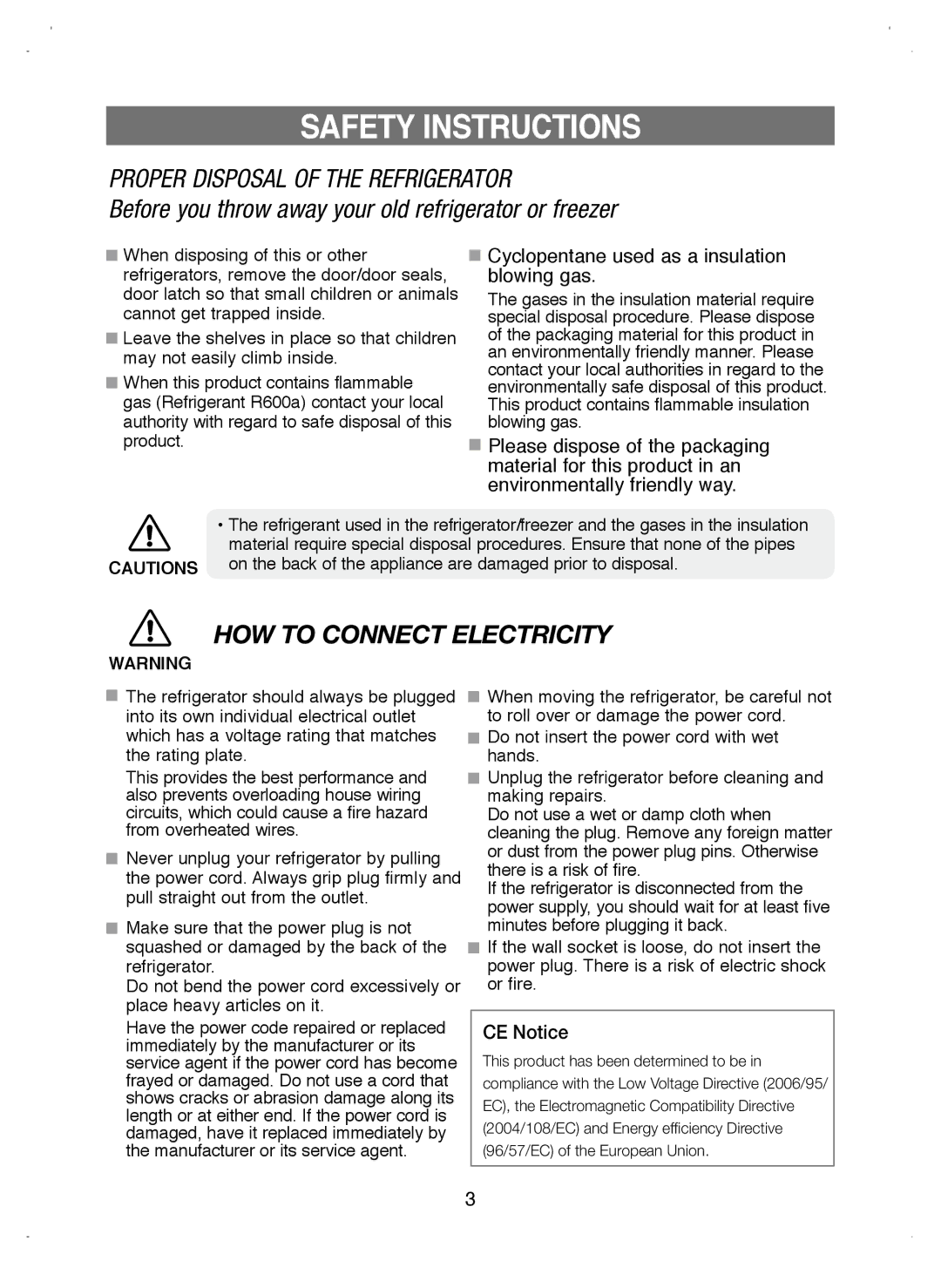 Samsung RL44PCIH1/XEH, RL38ECSW1/XEK, RL39WBSW1/BUL, RL39WBSW1/XEO, RL38HCIH1/XEH, RL39WBSW1/LIB HOW to Connect Electricity 