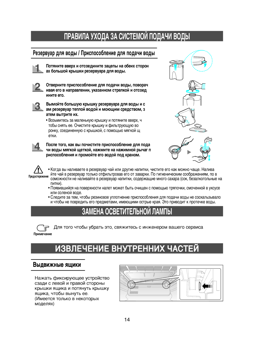 Samsung RL44FCUS1/XEK, RL38ECSW1/XEK manual ÁÄåÖçÄ éëÇÖíàíÖãúçéâ ãÄåèõ, ÊÂÁÂ‚Û‡ ‰Îﬂ ‚Ó‰˚ / èËÒÔÓÒÓ·ÎÂÌËÂ ‰Îﬂ ÔÓ‰‡˜Ë ‚Ó‰˚ 