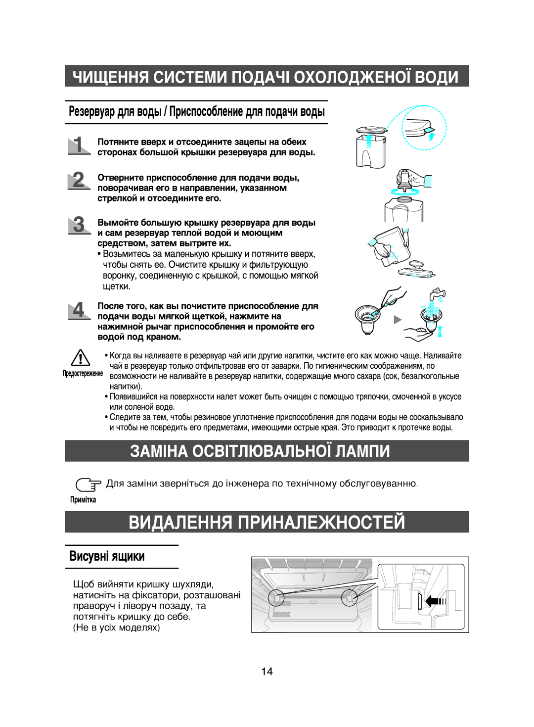 Samsung RL41SBSW1/BUS, RL38ECSW1/XEK, RL41ECPS1/XEK, RL38ECPS1/XEK, RL41SBSW1/BWT, RL44ECIH1/XEK manual Видалення Приналежностей 