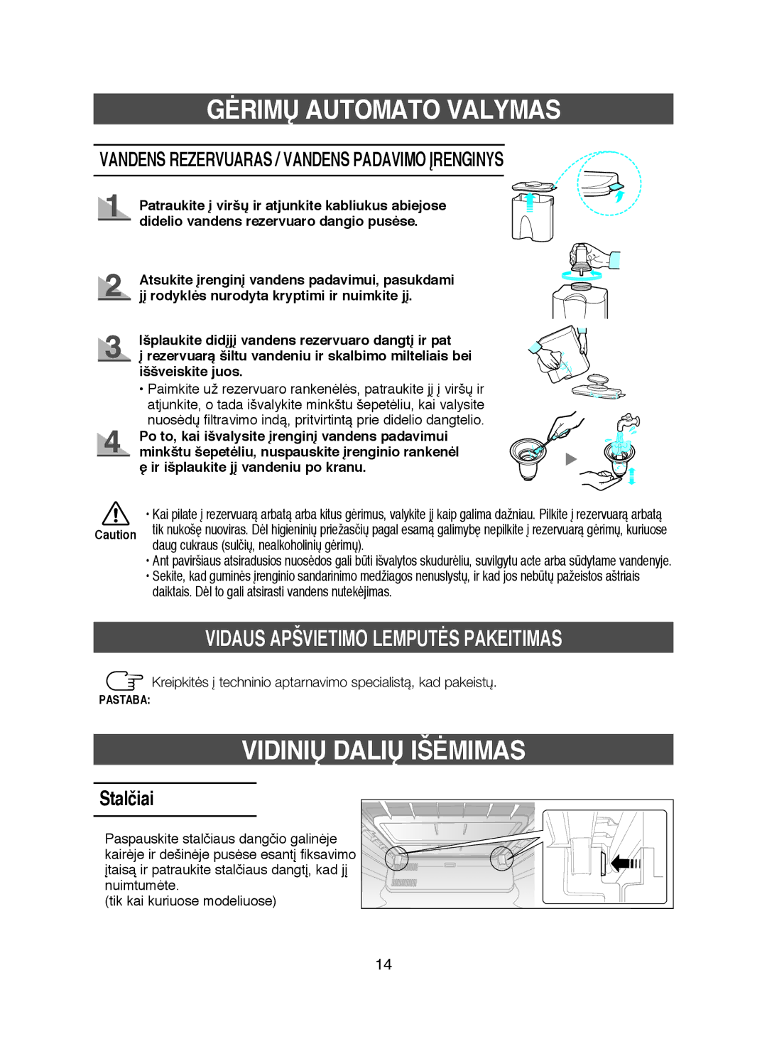 Samsung RL44QEUS1/BWT manual Vandens Rezervuaras / Vandens Padavimo Ørenginys, Daug cukraus sulãið, nealkoholinið gòrimð 