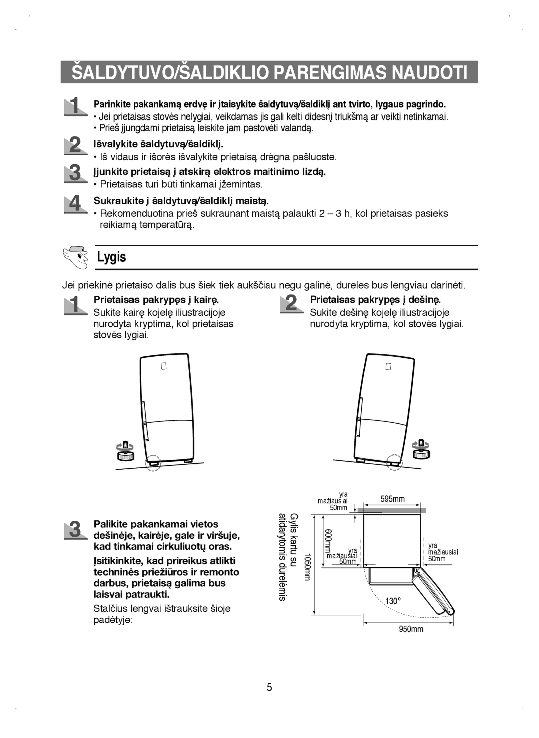 Samsung RL38ECSW1/XEK manual Lygis 