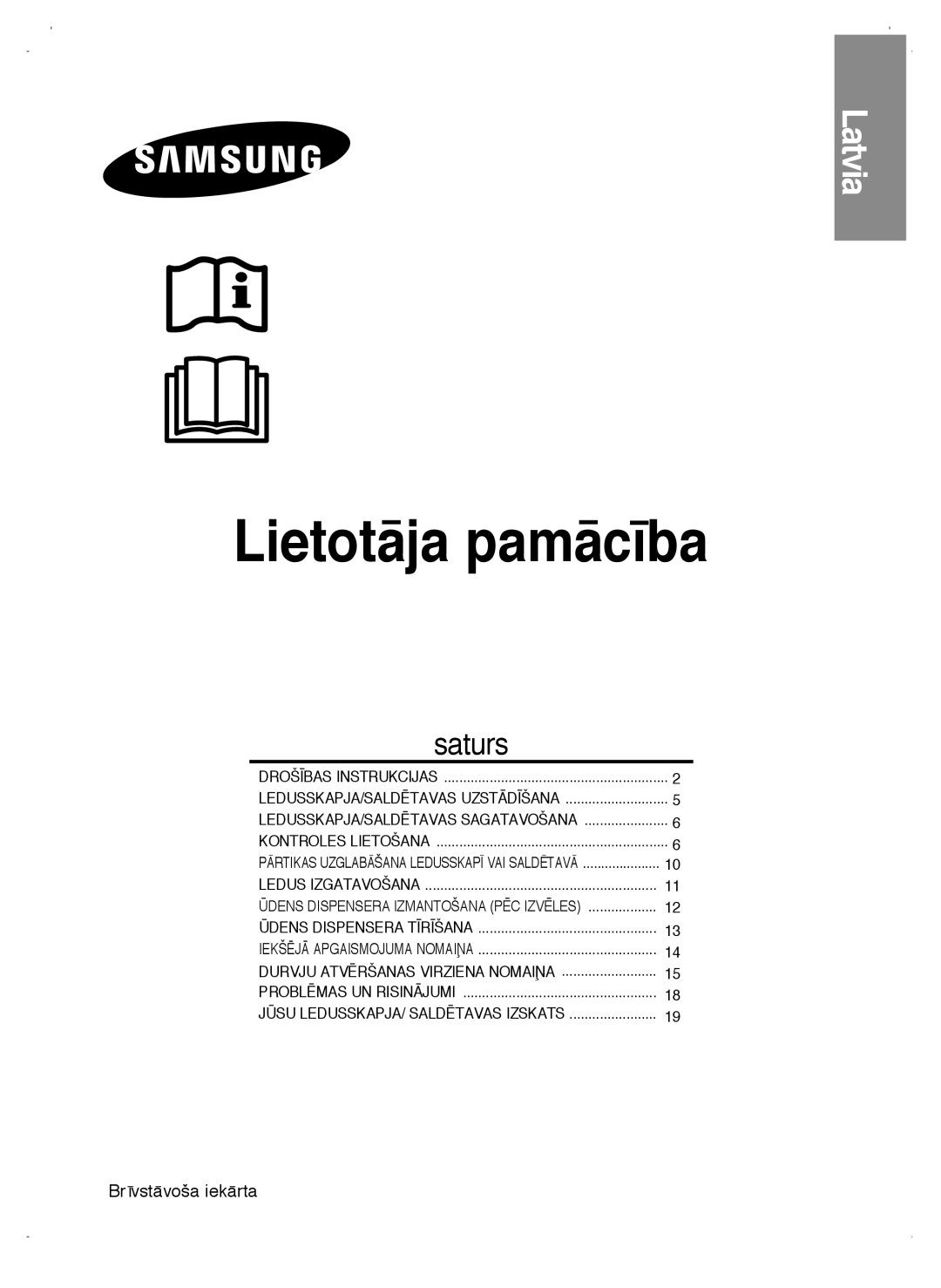 Samsung RL38ECSW1/XEK manual LietotÇja pamÇc¥ba, Latvia 