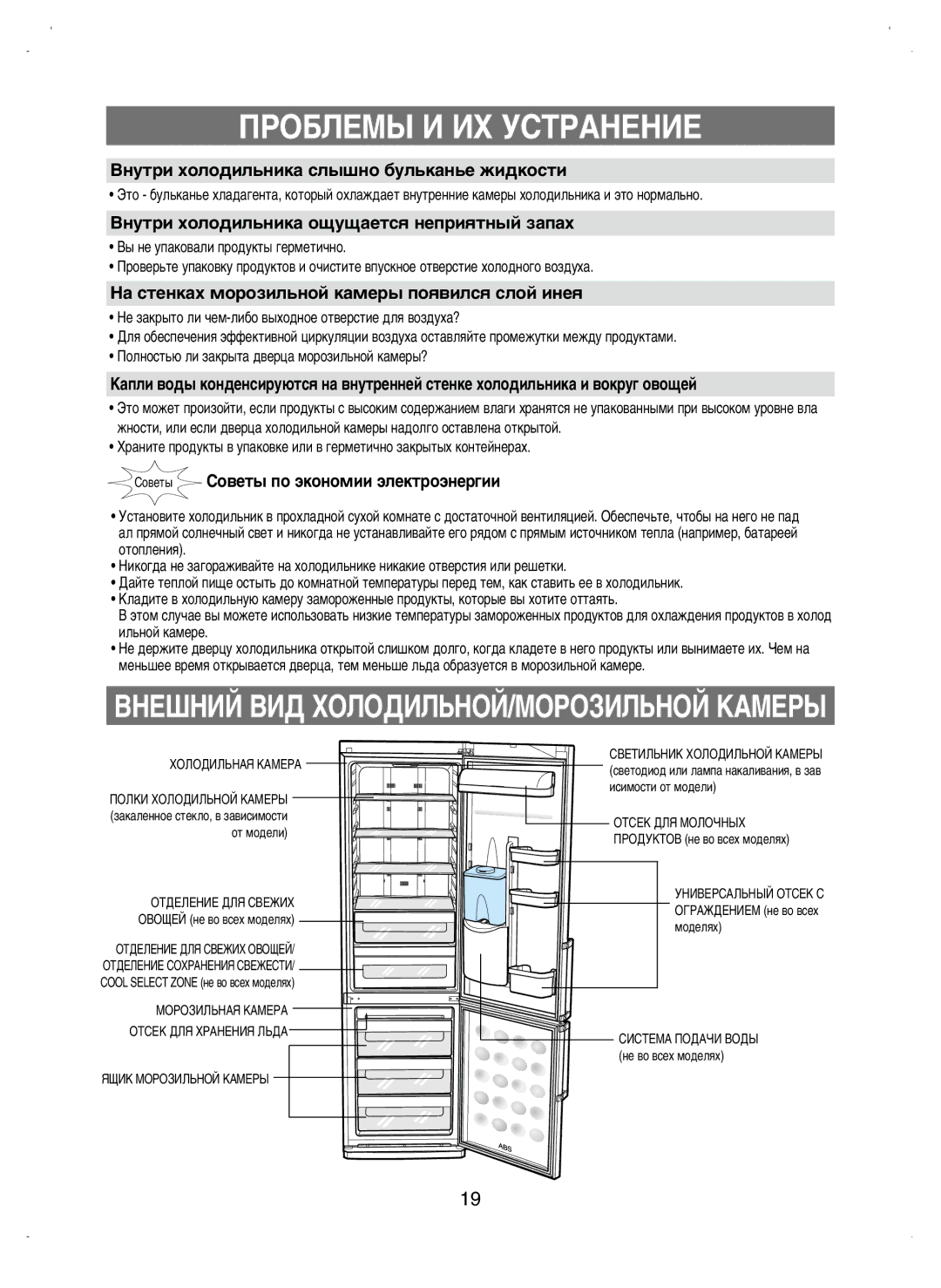 Samsung RL38ECSW1/XEK manual ÇÌÛÚË ıÓÎÓ‰ËÎ¸ÌËÍ‡ ÒÎ˚¯ÌÓ ·ÛÎ¸Í‡Ì¸Â ÊË‰ÍÓÒÚË, ÇÌÛÚË ıÓÎÓ‰ËÎ¸ÌËÍ‡ Ó˘Û˘‡ÂÚÒﬂ ÌÂÔËﬂÚÌ˚È Á‡Ô‡ı 