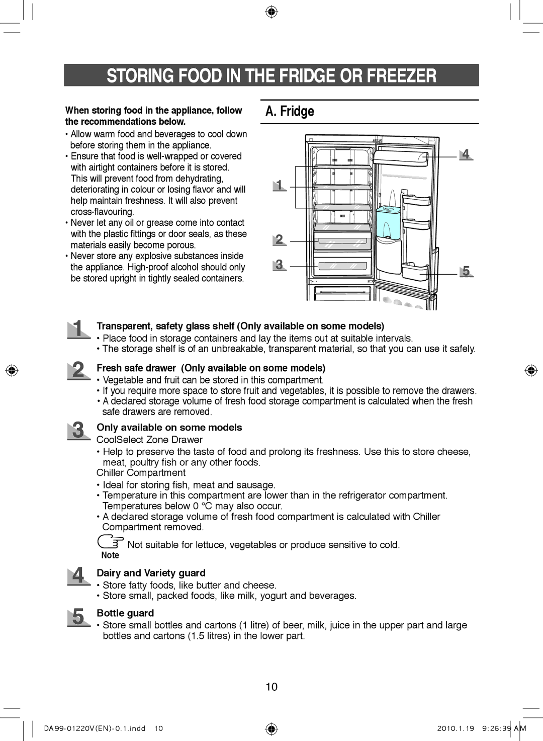 Samsung RL38SBPS1/FAL, RL38SBSW1/XES, RL38SBSW1/FAL, RL38SBPS1/XES, RL38SBSW1/XEP manual Storing Food in the Fridge or Freezer 