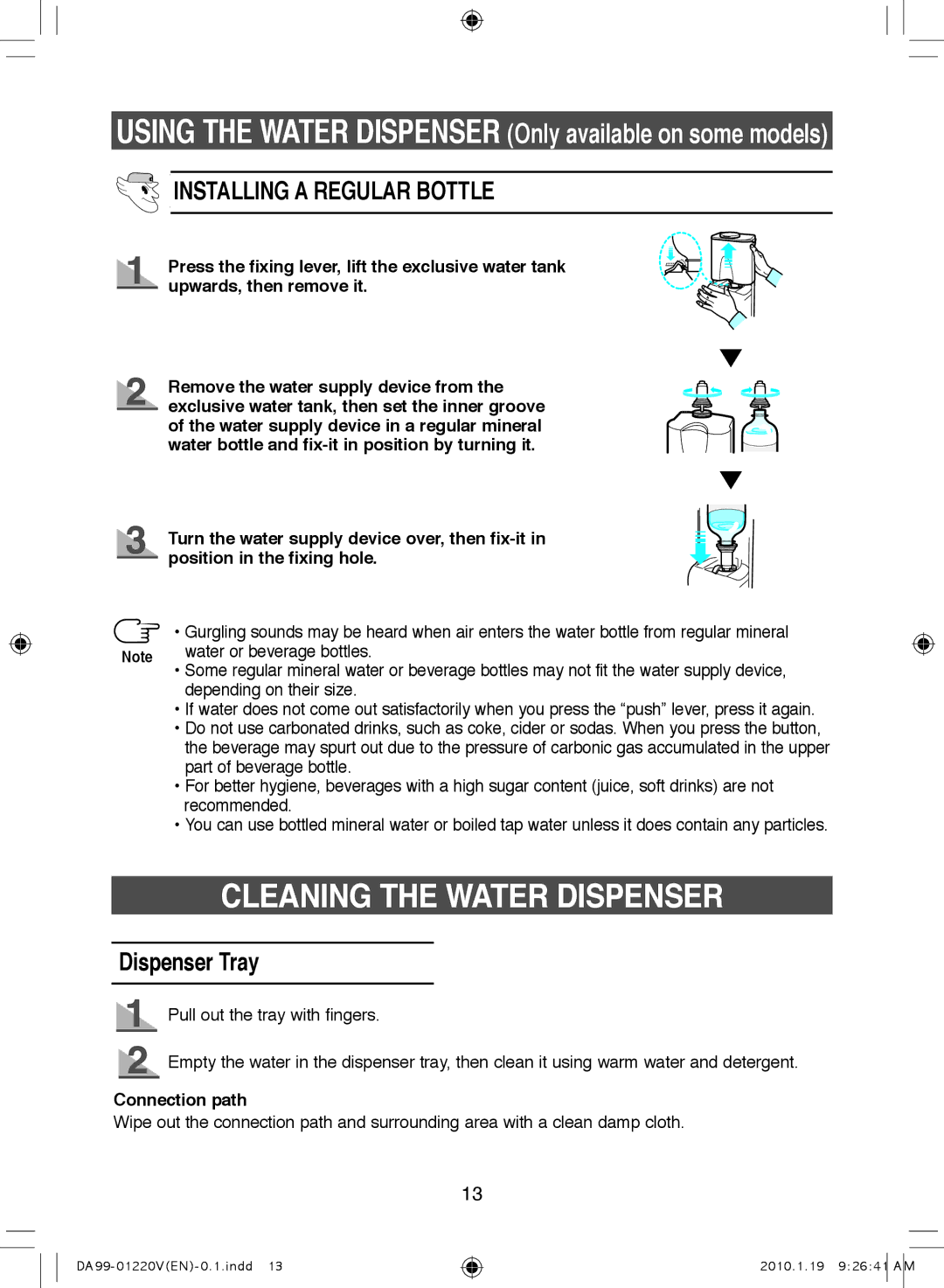 Samsung RL38SBPS1/XES, RL38SBPS1/FAL, RL38SBSW1/XES, RL38SBSW1/FAL manual Cleaning the Water Dispenser, Dispenser Tray 