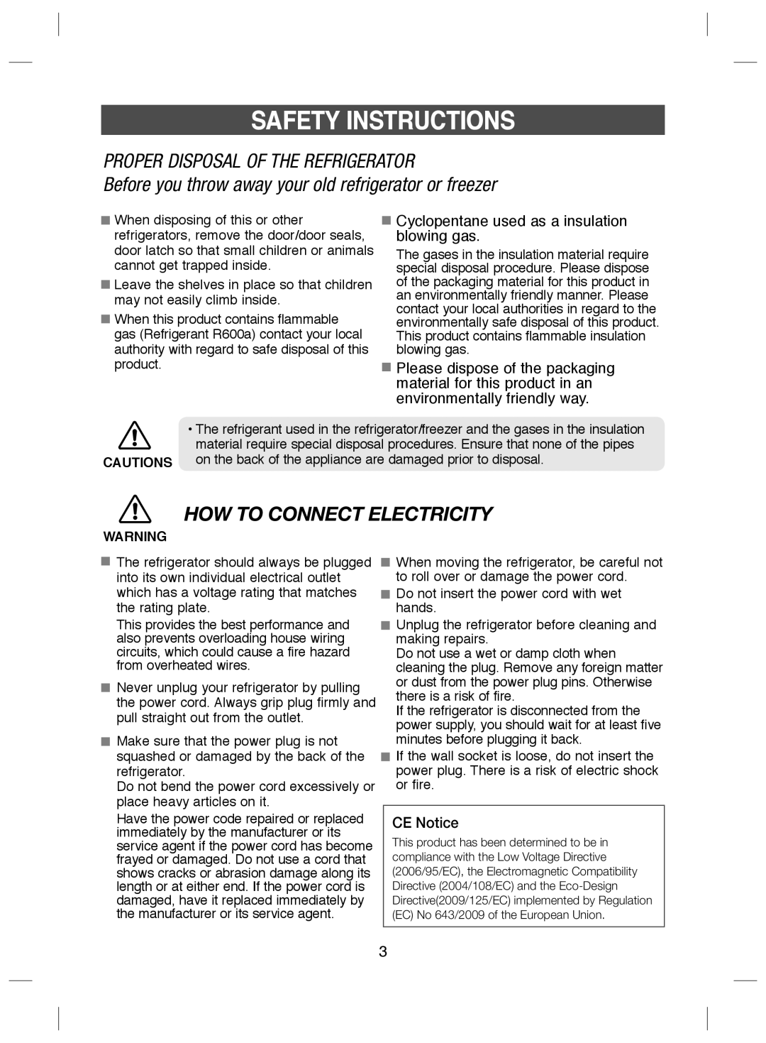 Samsung RL41SBTB1/XEU Proper Disposal of the Refrigerator, On the back of the appliance are damaged prior to disposal 