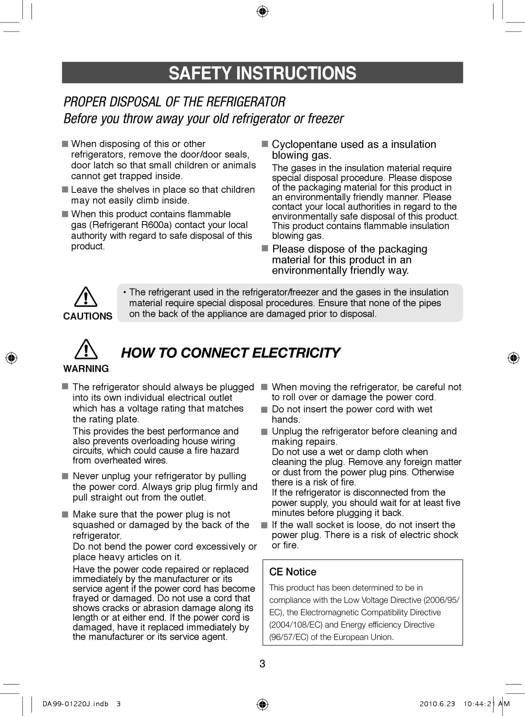 Samsung RL41WCPS1/BUL, RL38SBSW1/XET, RL41SBSW1/XES, RL41WCSW1/BUL, RL41ECPS1/BUL, RL38ECPS1/BUL HOW to Connect Electricity 